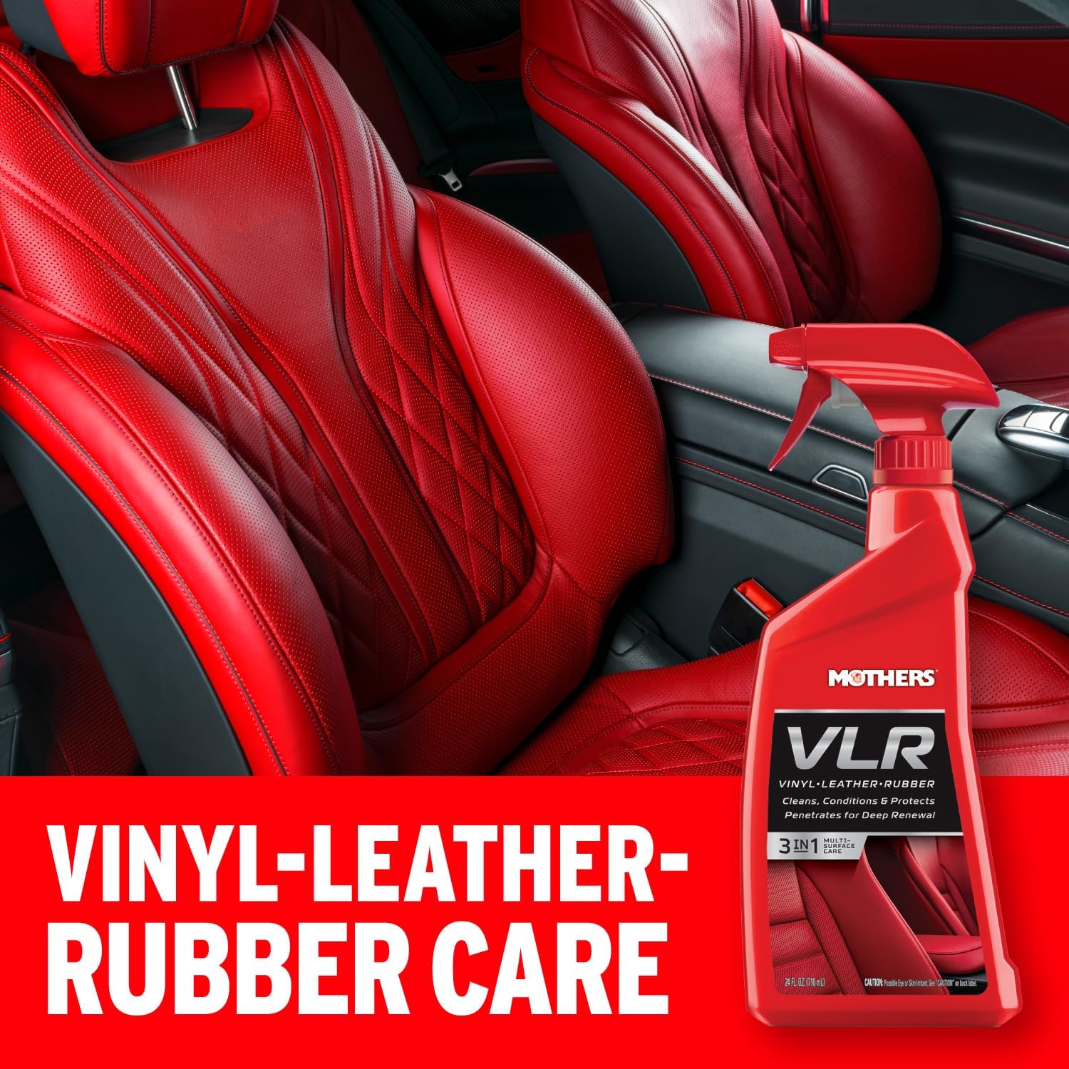Mothers VLR Vinyl-Leather-Rubber Care, 24 oz. u2014 Cleans, Conditions & Protects In One Step u2013 pH Balanced Formula with Neatsfoot Oil & Lanolin To Protect Against Drying, Fading & Cracking (06524)