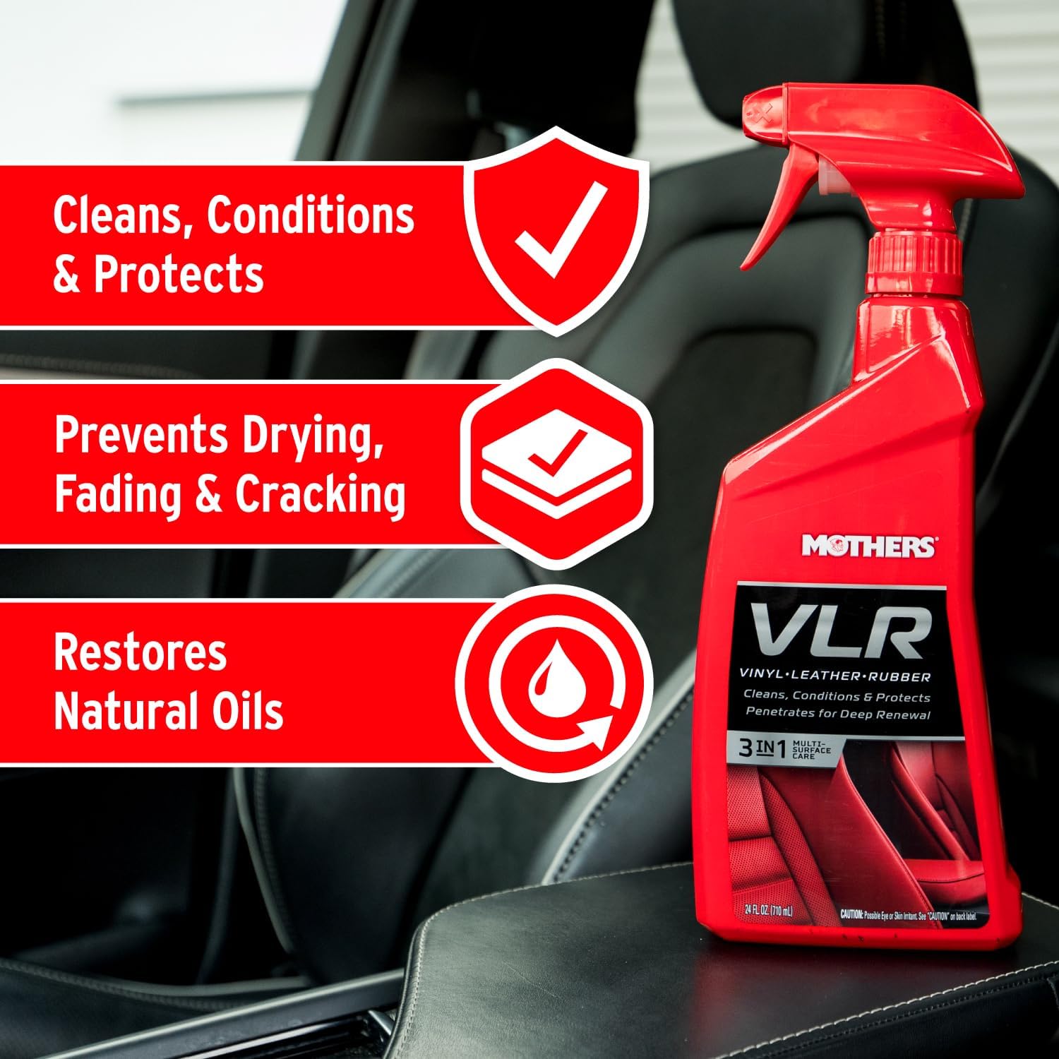 Alternative view of Mothers VLR Vinyl-Leather-Rubber Care, 24 oz. u2014 Cleans, Conditions & Protects In One Step u2013 pH Balanced Formula with Neatsfoot Oil & Lanolin To Protect Against Drying, Fading & Cracking (06524)