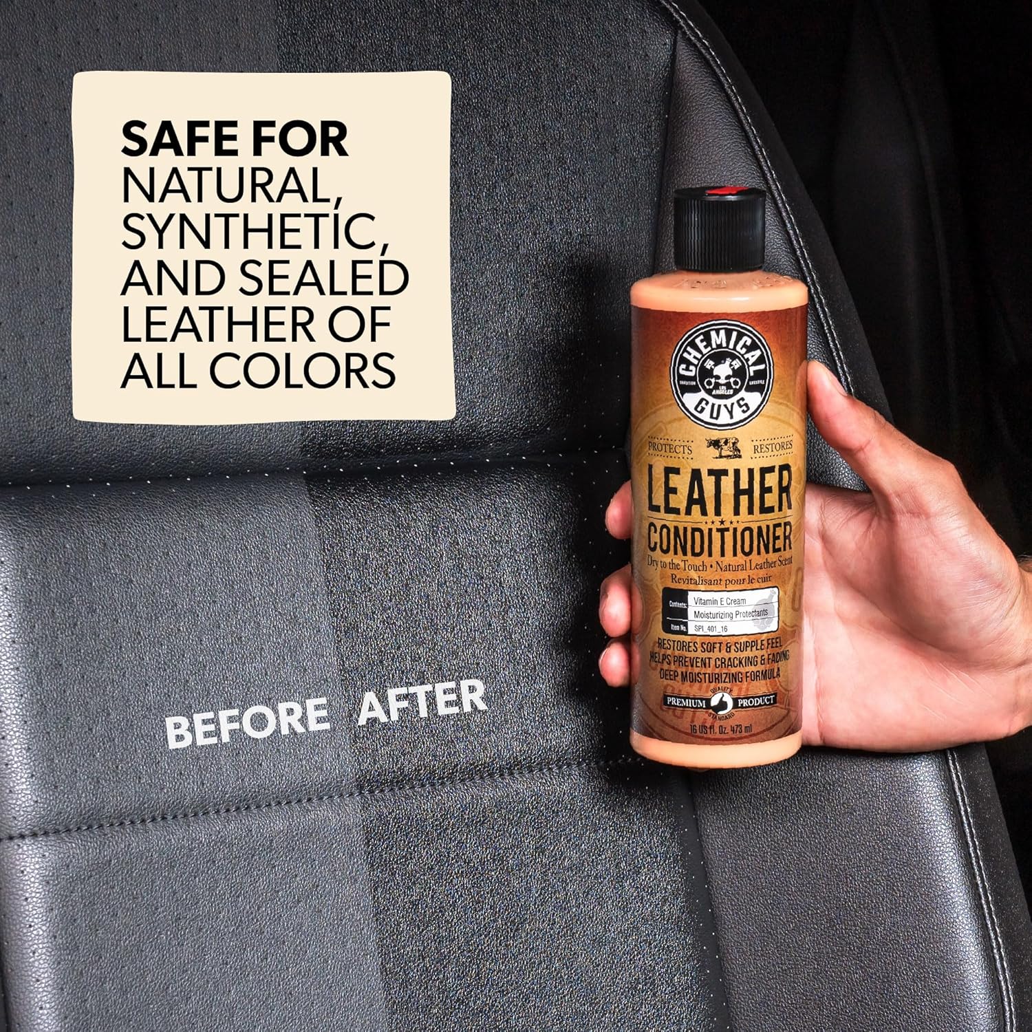 Chemical Guys Leather Cleaner and Conditioner Detailing Kit - Leather Care Kit For Natural, Synthetic, Faux, Pleather, and More for Car Interiors, Apparel, Furniture, Boots & Accessories - 9 Items - Image 4