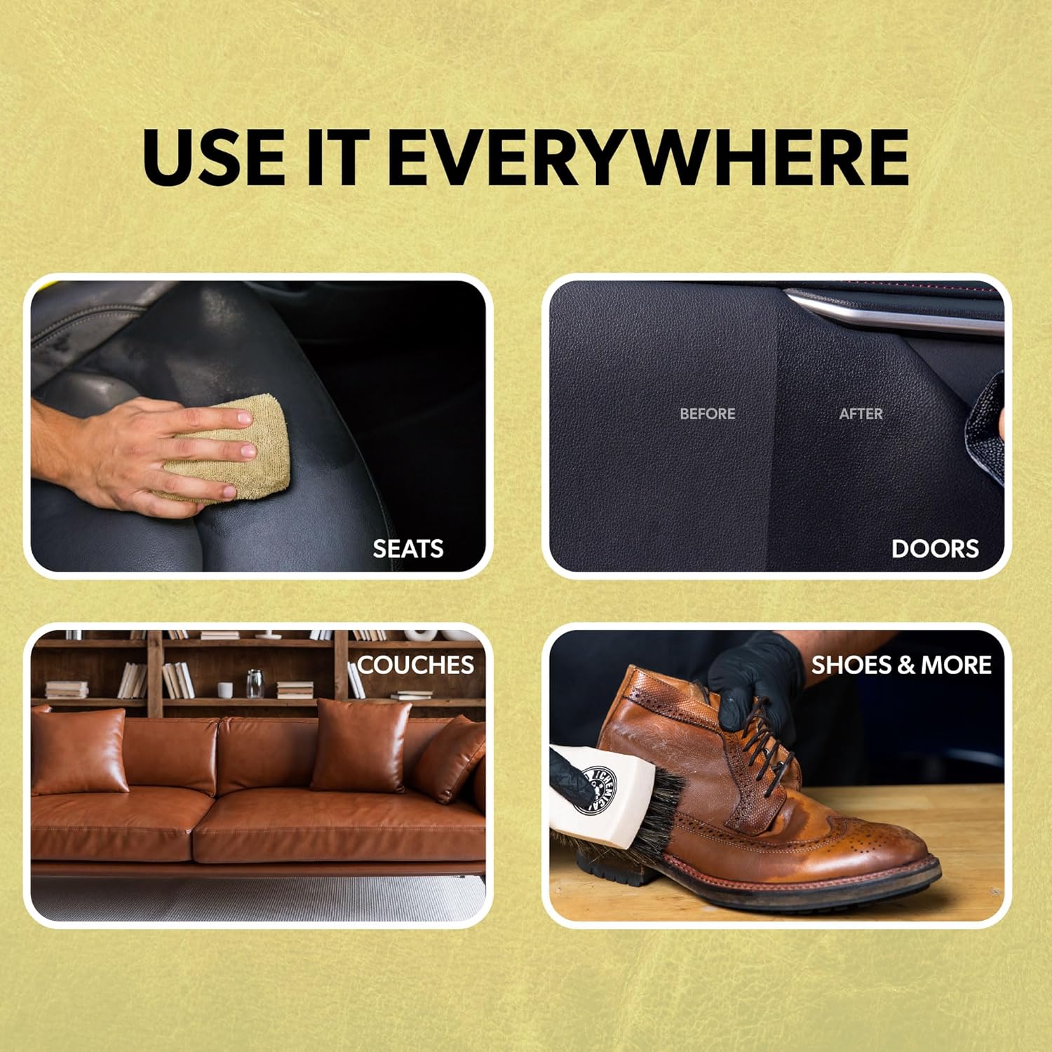 Chemical Guys Leather Cleaner and Conditioner Detailing Kit - Leather Care Kit For Natural, Synthetic, Faux, Pleather, and More for Car Interiors, Apparel, Furniture, Boots & Accessories - 9 Items - Image 5