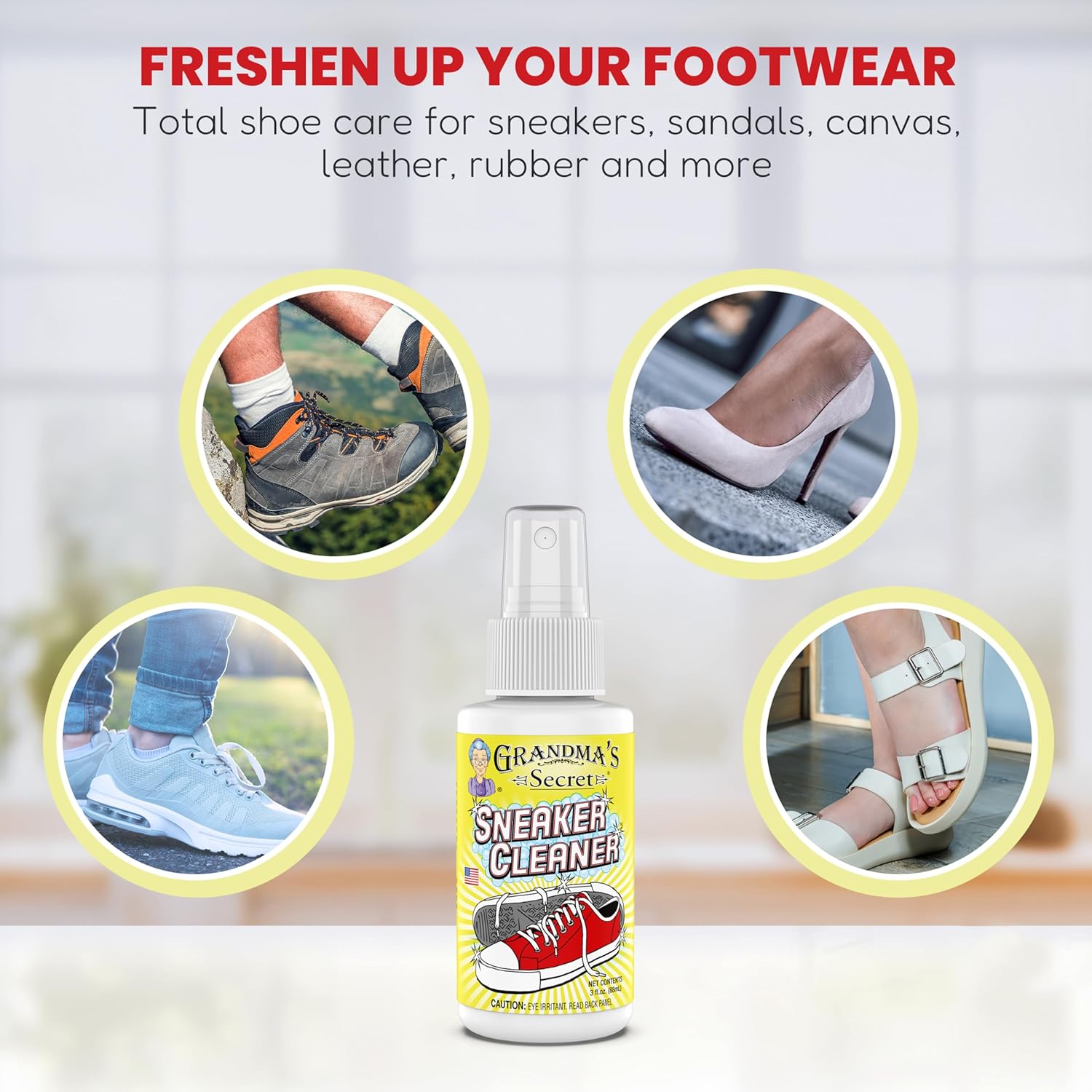 Alternative view of Grandma's Secret Sneaker Cleaner - for Rubber, Canvas, Leather, Stain Remover Spray Removes Dirt, Grime, Grass - Cleaner for Outdoor Shoes, Slippers, Moccasins - 16oz & 3oz Combo