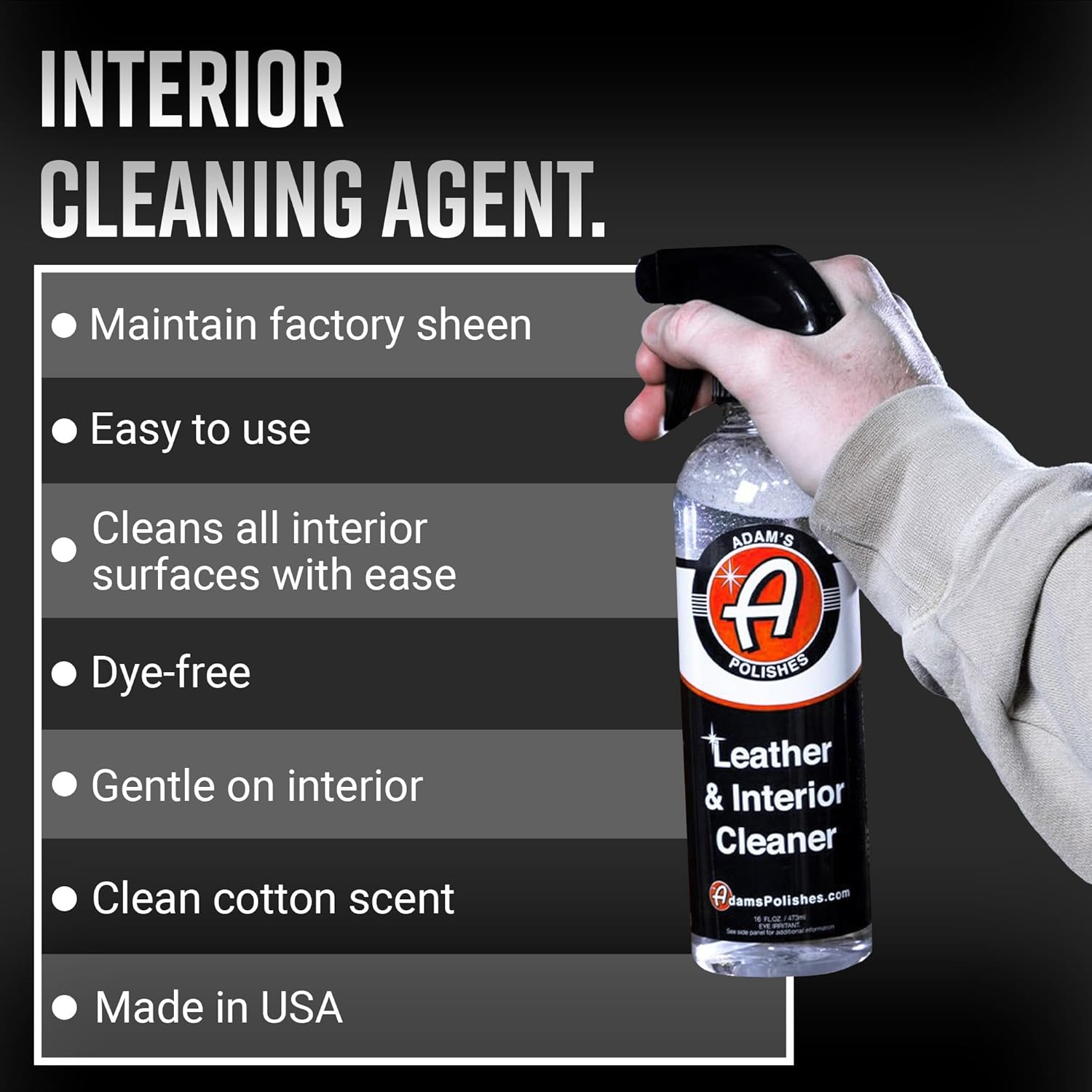 Adam's Polishes Leather & Interior Cleaner, 16oz