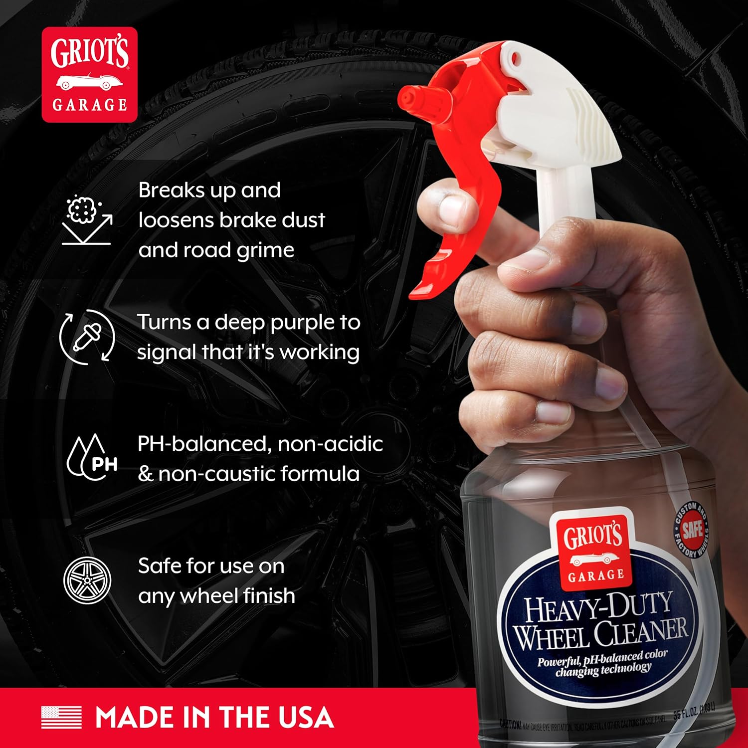Alternative view of Griot's Garage Heavy-Duty Wheel Cleaner for All Wheel Finishes, Breaks Down and Removes Stubborn Brake Dust and Grime, PH Balanced, Non-Acidic, 11026, 35oz