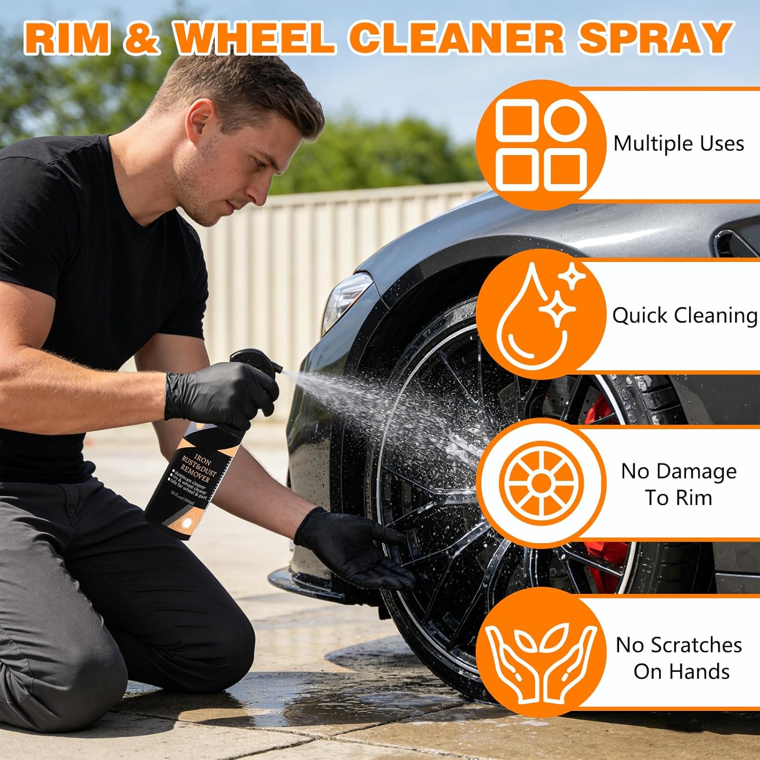 Rim & Wheel Cleaner Spray, Iron Rust & DUST Remover, Purple Color Changing Iron Remover, Rust for Most Wheel