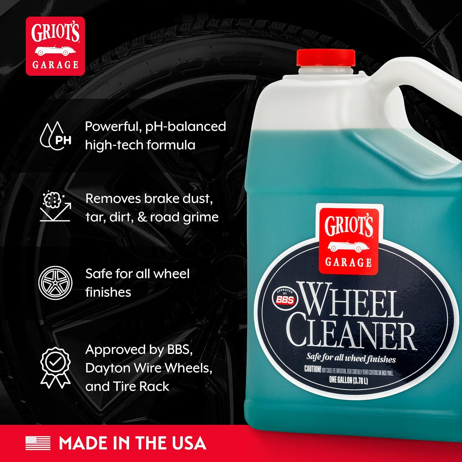Alternative view of Griot's Garage Wheel Cleaner for All Finishes, Car Tire Rim Cleaning, Brake Dust and Grime Remover, PH Balanced, 11107, One Gallon