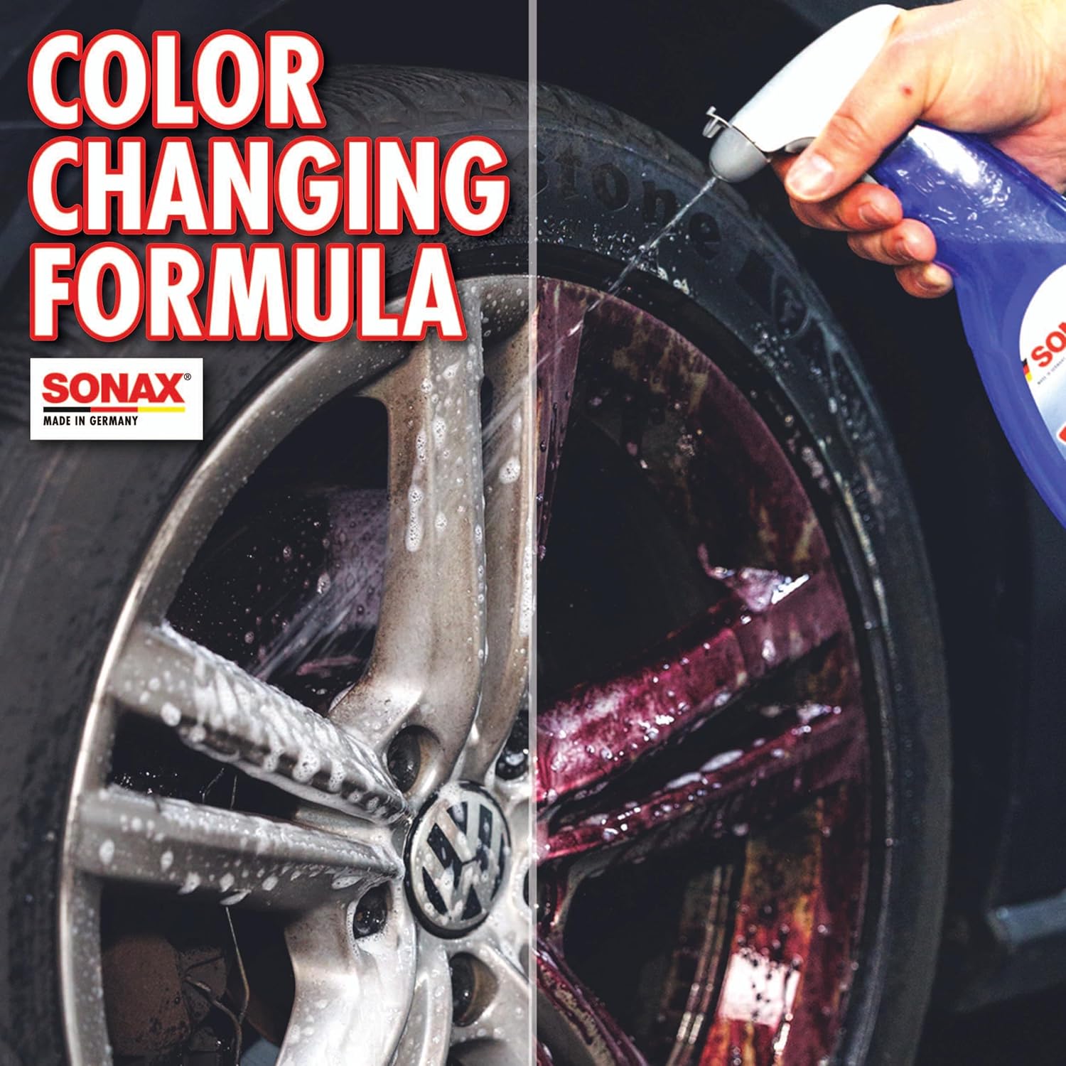 SONAX Wheel Cleaner Plus 230400 | Non-Acid, Color-Changing Rim Cleaner for Brake Dust, Grime, and Dirt Removal | Safe for All Wheels and Finishes | Powerful Deep Cleaning Formula | 750ml (25oz)