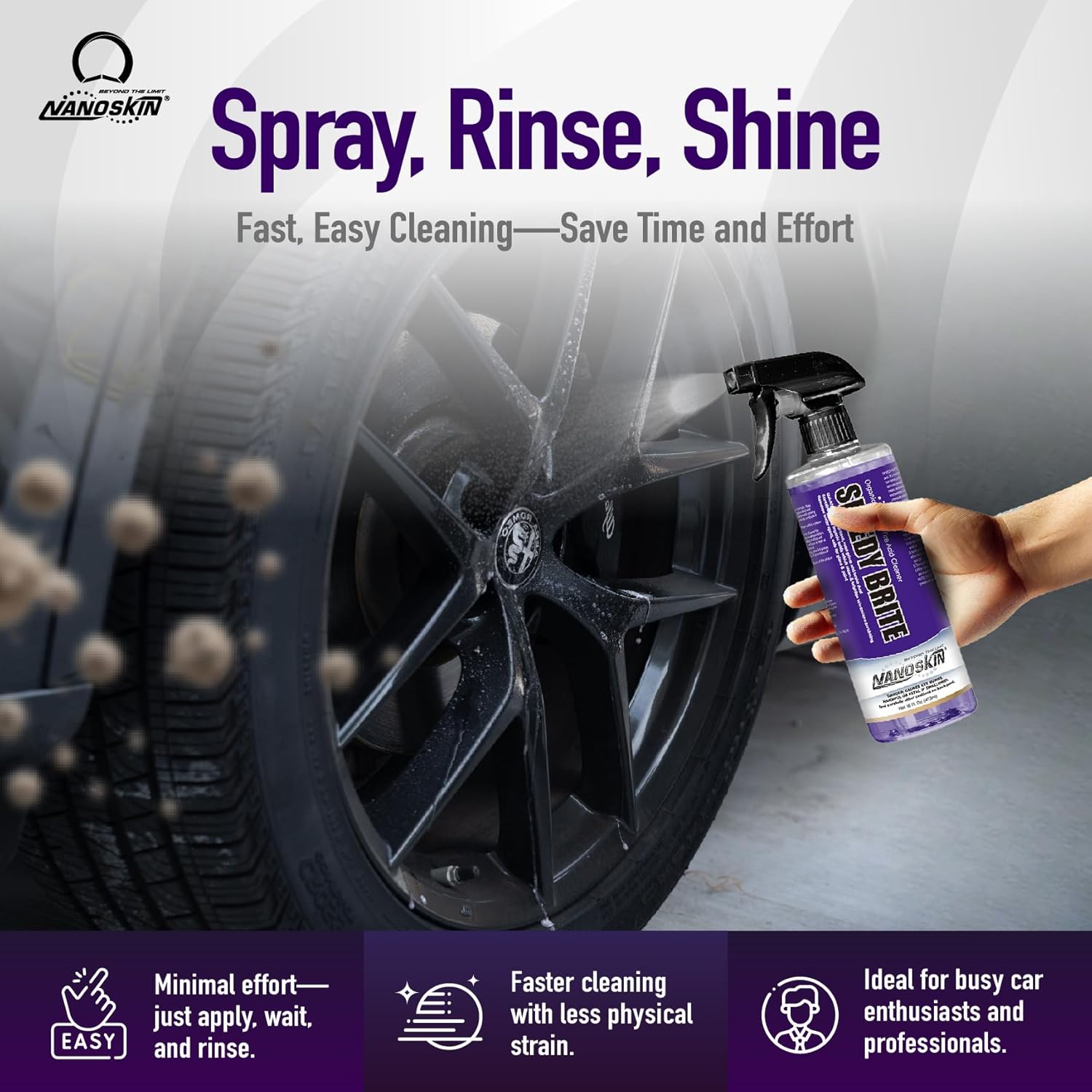 Alternative view of Nanoskin SPEEDY BRITE Pro Grade Wheel & Tire Acid Cleaner, 1 gallon - Chrome & Coated Wheel Safe, Cleaning with Organic Acid | Removes Brake Dust & Road Grime for Auto Detailing, Body Shop Safe