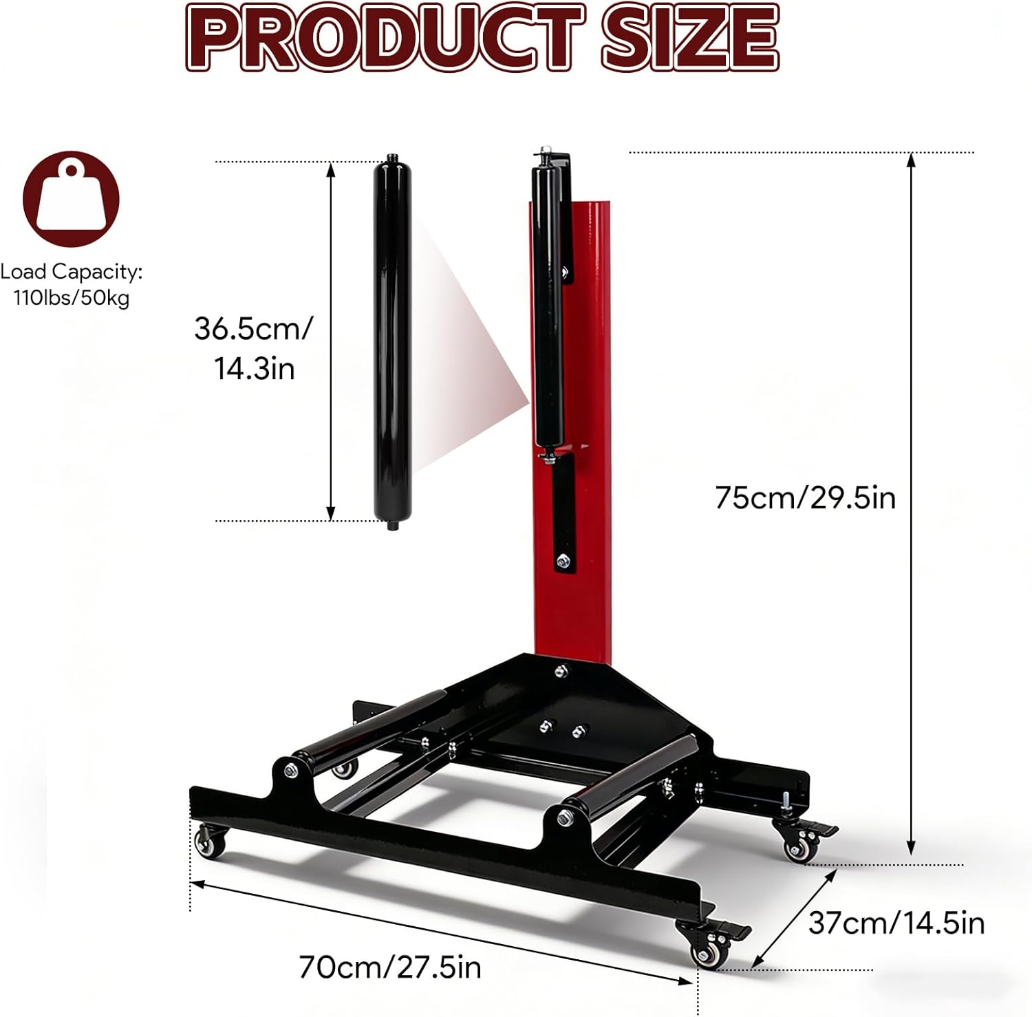 Alternative view of Rolling Wheel Detailing Stand, Portable Wheel Cleaning Stand, Tire Cleaning and Polishing Roller with 3-Way Rotating Rollers, for Wheel Cleaning, Polishing Rims, Dressing Tires