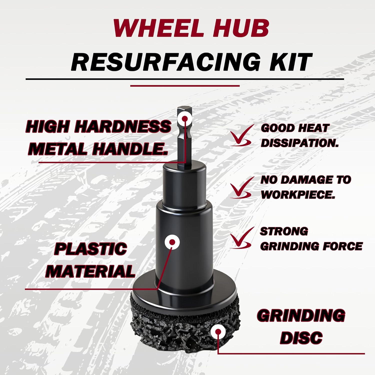 Alternative view of Wheel Hub Cleaning Tool Set, Wheel Stud Cleaner, Wheel Hub Resurfacing Kit, 5 Cleaning Heads, Wheel hub Cleaning for Passenger Cars and Trucks