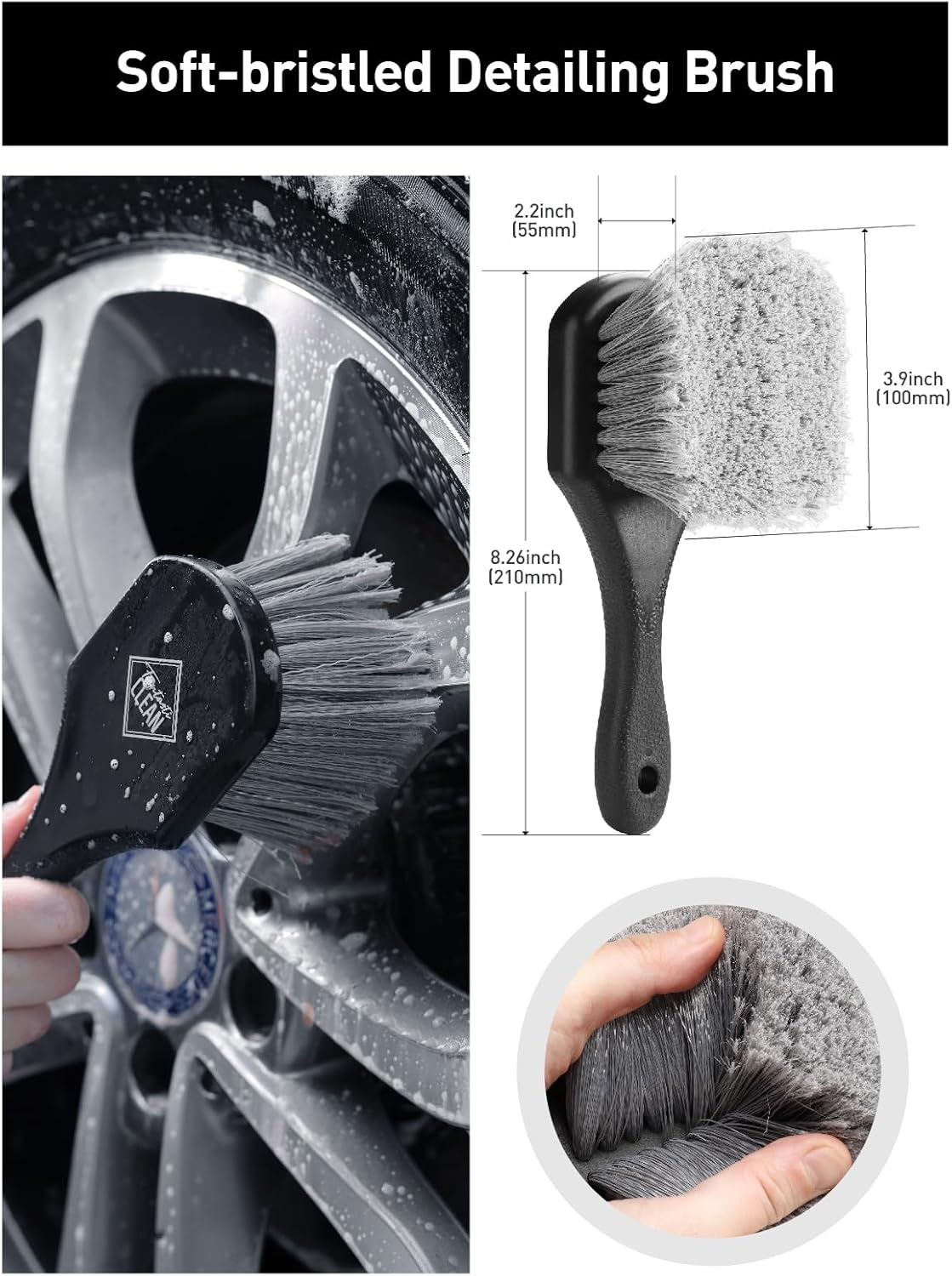 Alternative view of Fantasticlean 6PCS Car Wheel Cleaning Pro Kit, Tire Brush, Soft-bristled Rim Brush, Microfiber Bendable Brush, Double-Ended Detailing Brush, and Detailing Pads, Scratch-Free & Multipurpose