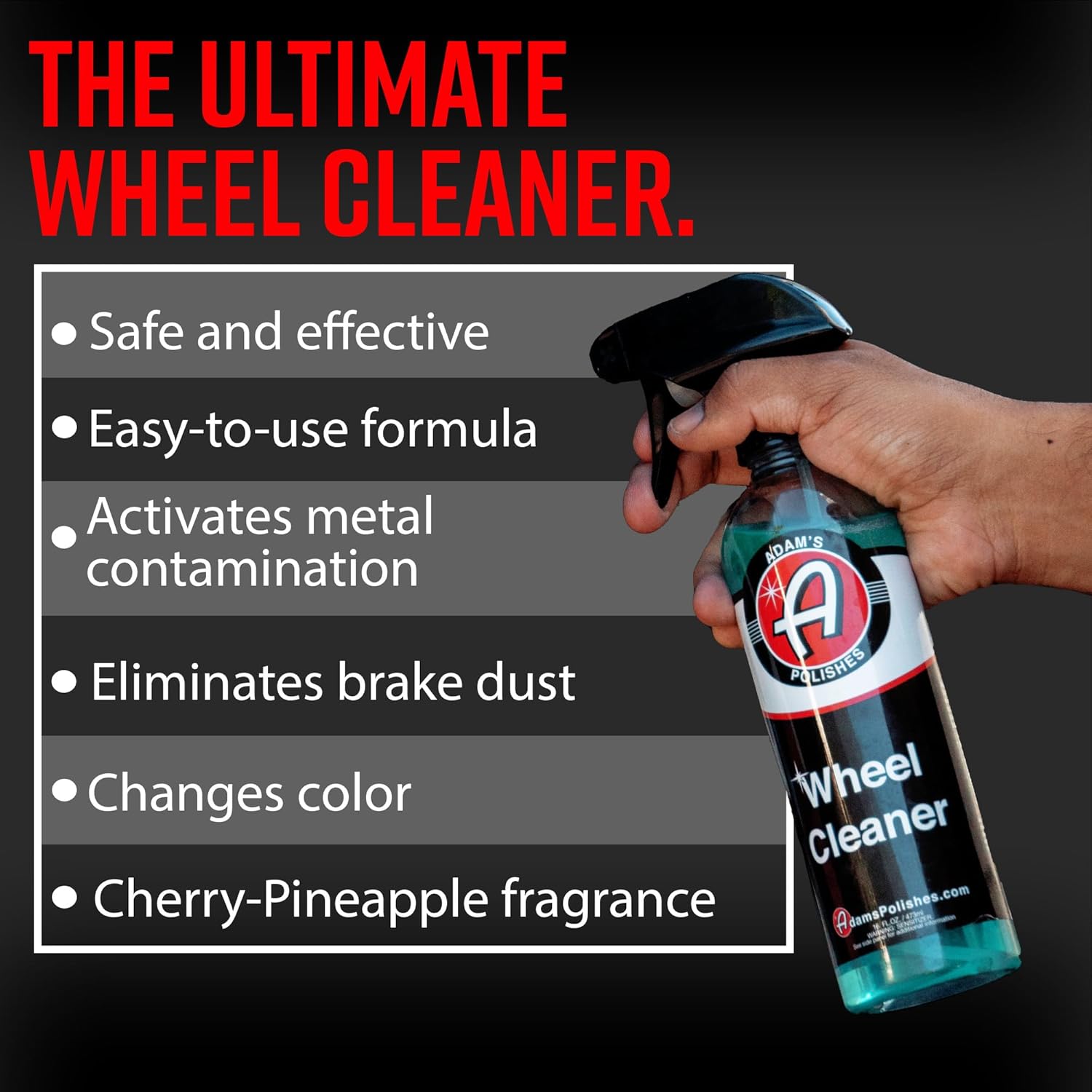 Adam's Polishes Wheel Cleaner 16oz - Tough Wheel Cleaning Spray for Car Wash Detailing | Rim Cleaner & Brake Dust Remover | Safe On Chrome Clear Coated & Plasti Dipped Wheels | Use w/Wheel Brush