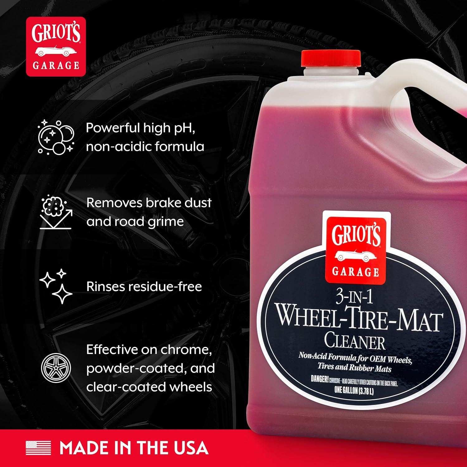 Alternative view of Griot's Garage 3-in-1 Wheel-Tire-Mat Cleaner for Car Detailing, Auto Cleaning Gel for Trucks, SUVs, Jeeps, RVs and More, 10825, 25oz