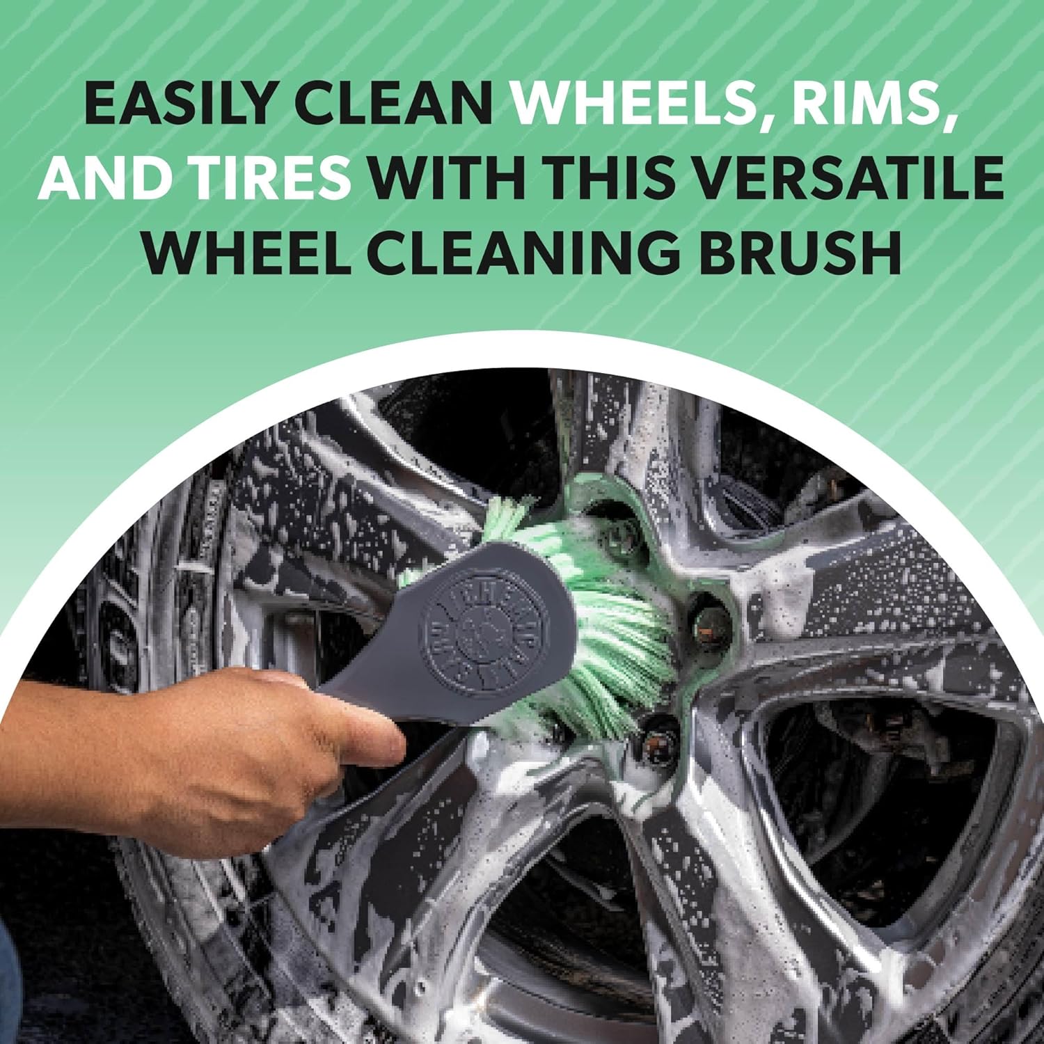 Chemical Guys Wheelie All Exterior Surface and Wheel Brush, Wheel Cleaner Brush with Soft Bristles, Safe Cleaning of Rims, Tires, and Exterior Surfaces on Cars, Trucks, Motorcycles, RVs, & More, Green