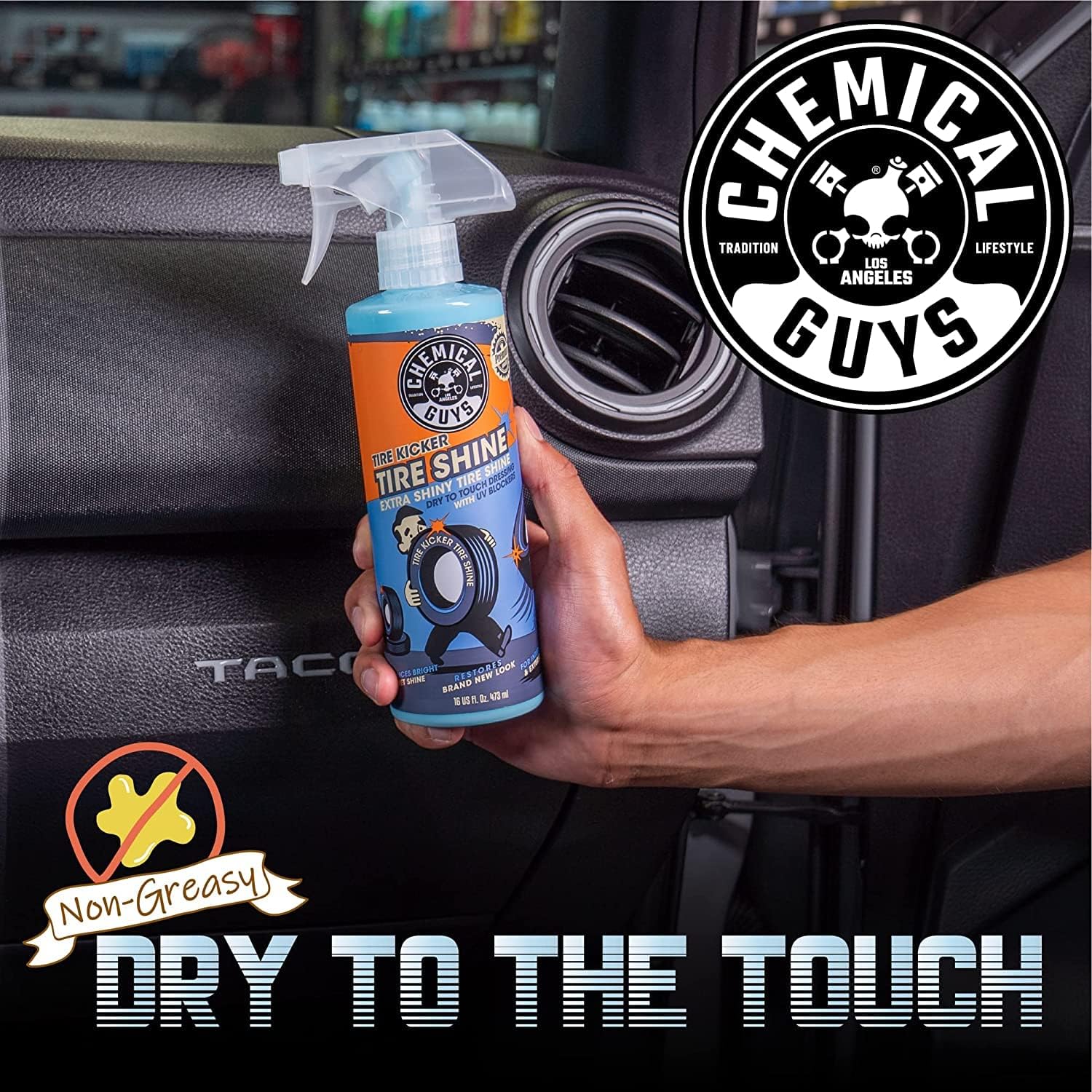 Chemical Guys Tire Kicker Sprayable Extra Glossy Tire Shine Spray, Dry-to-Touch Dressing - Restores Wet Look to Rubber, Vinyl, and Plastic, Safe for Cars, Trucks, Motorcycles, RVs, and More - 16 oz - Image 7
