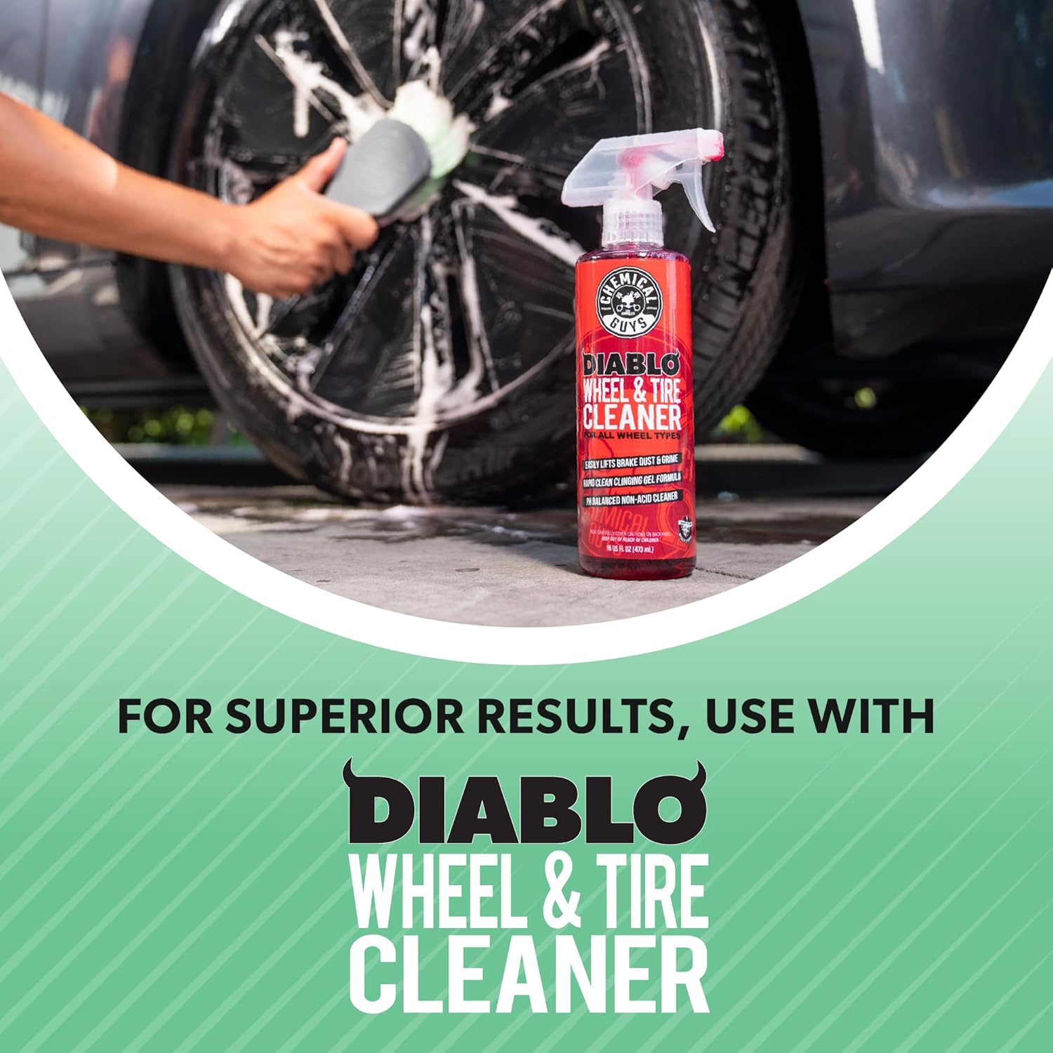Chemical Guys Wheelie All Exterior Surface and Wheel Brush, Wheel Cleaner Brush with Soft Bristles, Safe Cleaning of Rims, Tires, and Exterior Surfaces on Cars, Trucks, Motorcycles, RVs, & More, Green - Image 4