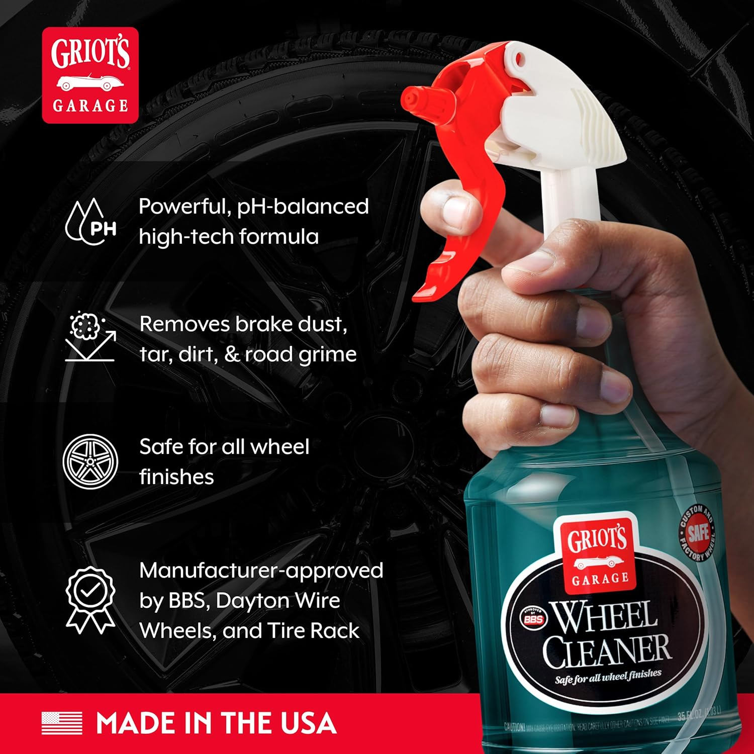 Alternative view of Griot's Garage Wheel Cleaning Kit, Includes Wheel Cleaner, Long-Reach Scrubbing Wheel Brush, and Two Mitts, 11224