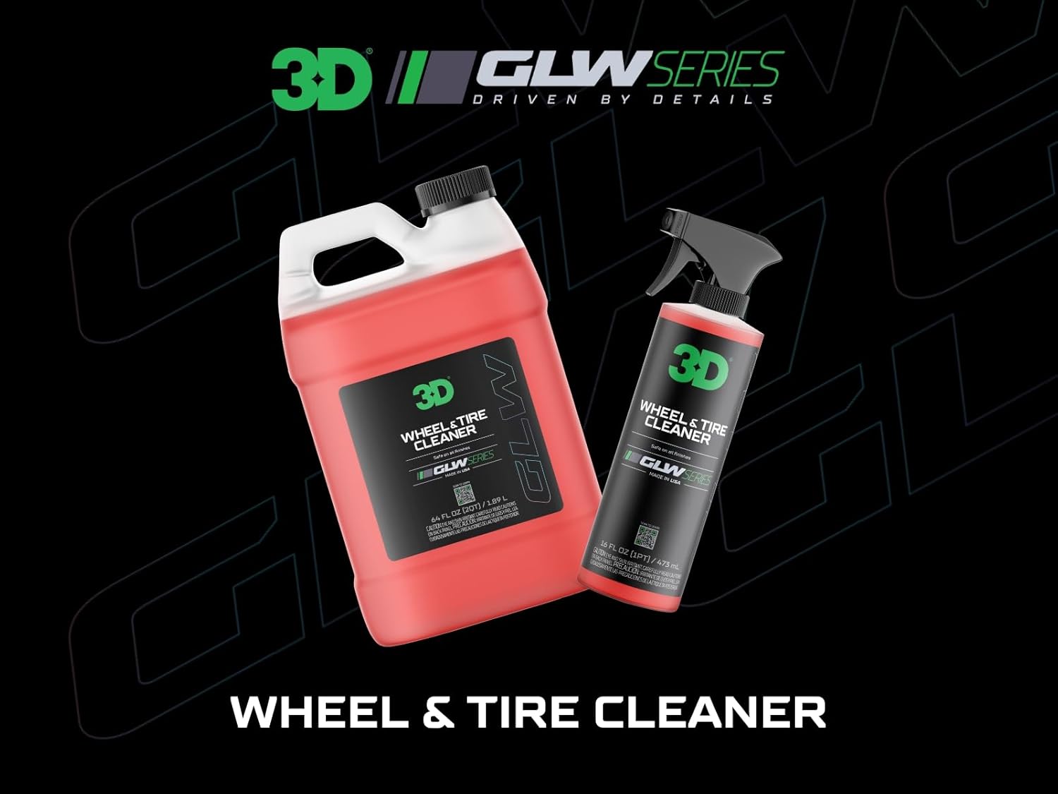3D GLW Series Wheel & Tire Cleaner u2013 Deep Cleaning All-in-One Formula | Removes Brake Dust, Grime, Tire Browning | Safe on All Wheels | DIY Car Detailing |16 oz
