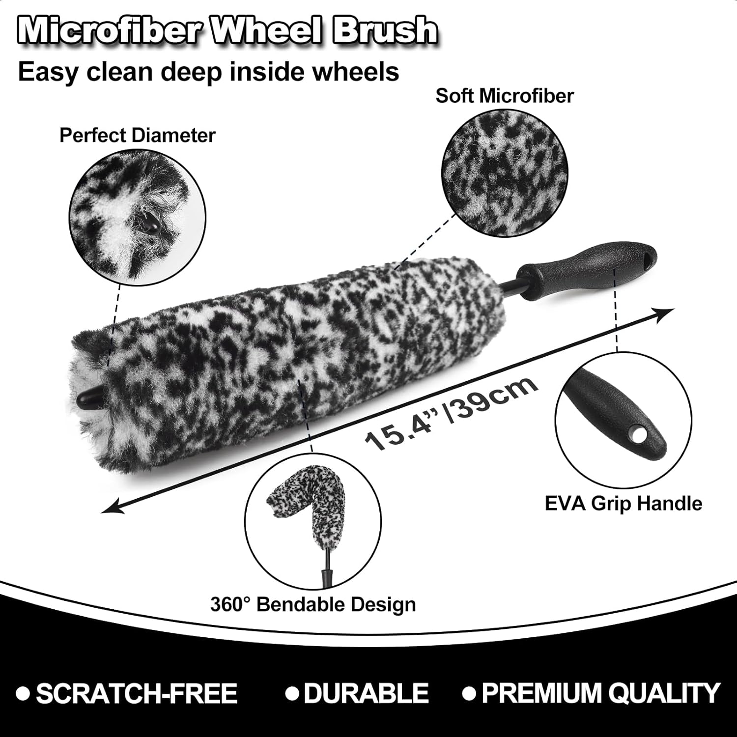 Alternative view of 7Pcs Car Wheel Brush kit, Tire Brush, Wheel Cleaner Brush, Soft-bristled Rim Cleaner Brush, Tire Shine Applicator Pad, Car Detailing Brushes, Wheel Brushes for Cleaning Wheels,Tires