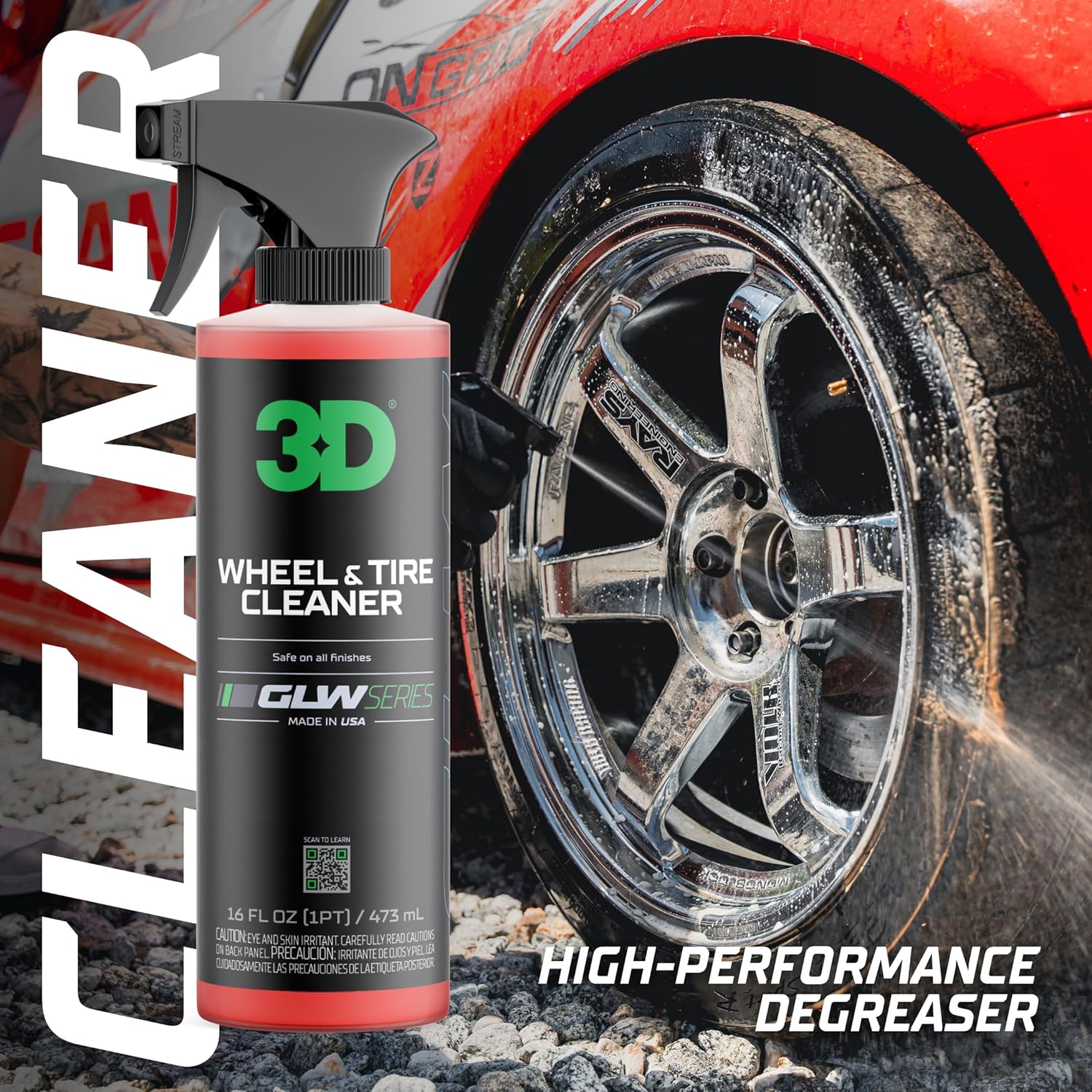 Alternative view of 3D GLW Series Wheel & Tire Cleaner u2013 Deep Cleaning All-in-One Formula | Removes Brake Dust, Grime, Tire Browning | Safe on All Wheels | DIY Car Detailing |16 oz