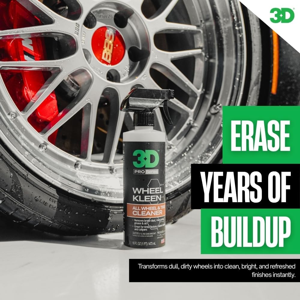 3D Wheel Kleen - High-Foaming Wheel & Tire Cleaner, Removes Brake Dust, Road Grime & Grease, Safe for All Factory Wheels & Calipers, Professional-Grade - 1 Gallon