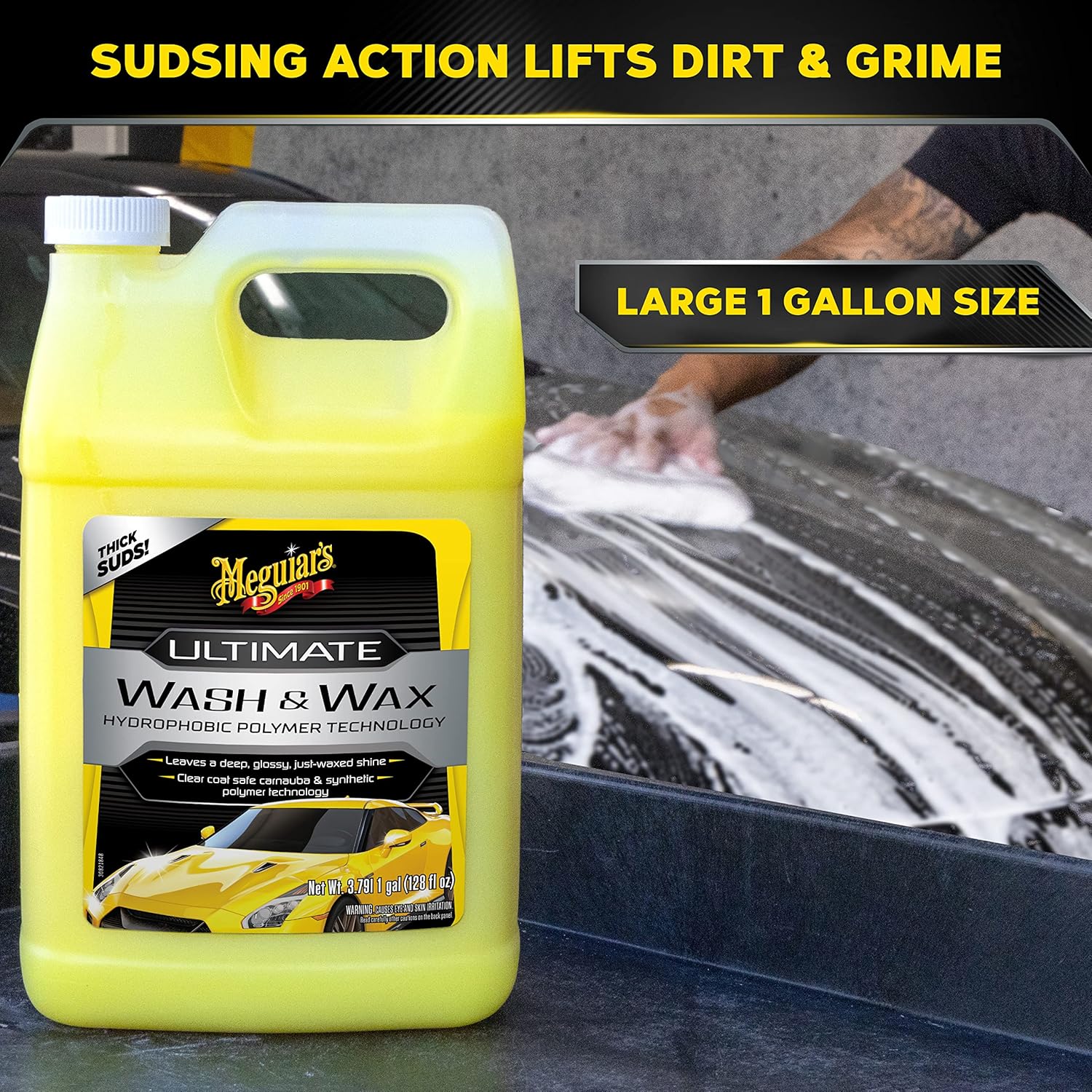 Alternative view of Meguiar's Ultimate Wash and Wax, Enhanced pH Neutral Car Paint Cleaner that Cleans and Shines in One Step, Adds Gloss and Protection, Great Car Gifts for Women and Men, 1 Gallon