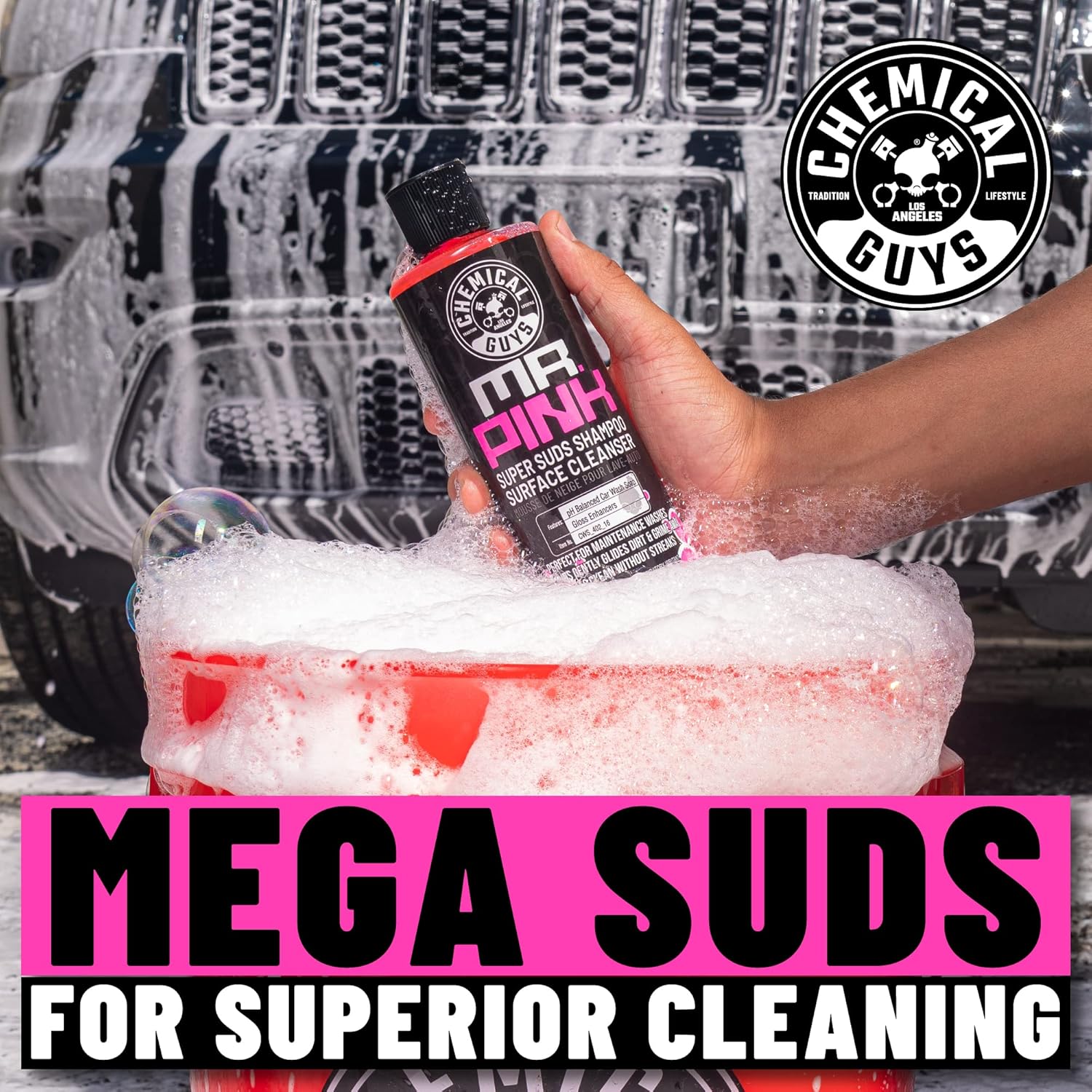 Chemical Guys Mr. Pink Car Wash Soap - 64 oz Super Suds Foaming Car Wash Soap for Cannon, Blaster, or Bucket Washing - pH Balanced, Safe on Wax, Sealant, Ceramic, and Clear Coat Finishes