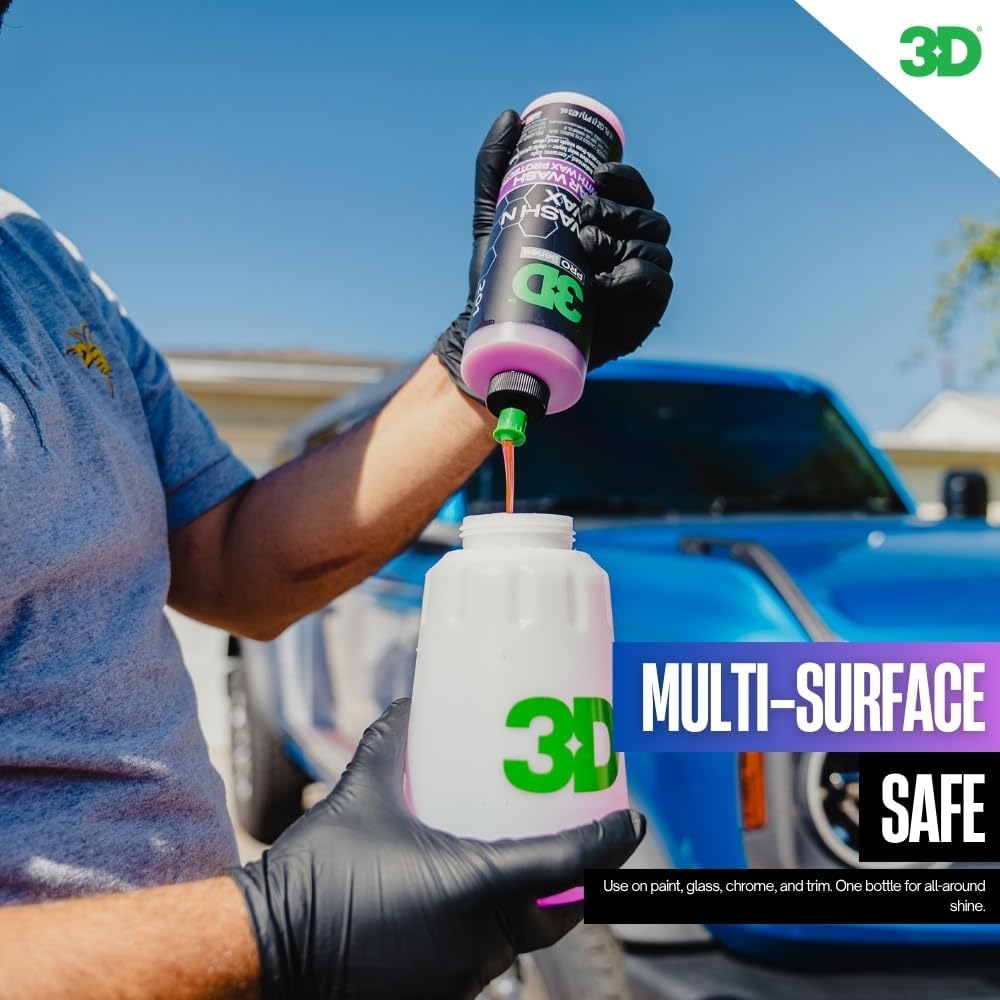 3D Wash N Wax Car Wash Soap - pH Balanced, Easy Rinse, Scratch Free Soap with Wax Protection - 1 Gallon