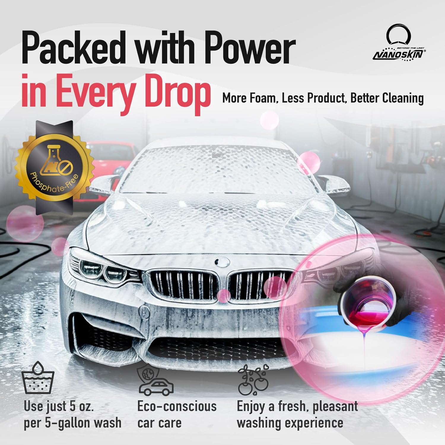 Alternative view of Nanoskin CHERRY SUDS Foaming Car Wash Concentrated Shampoo 5 Gallons for Foam Cannons, Foam Guns, Bucket Washes | Pressure Washer Safe, Cherry-Scented Soap | Ideal for Cars, Trucks, Motorcycles, RVs