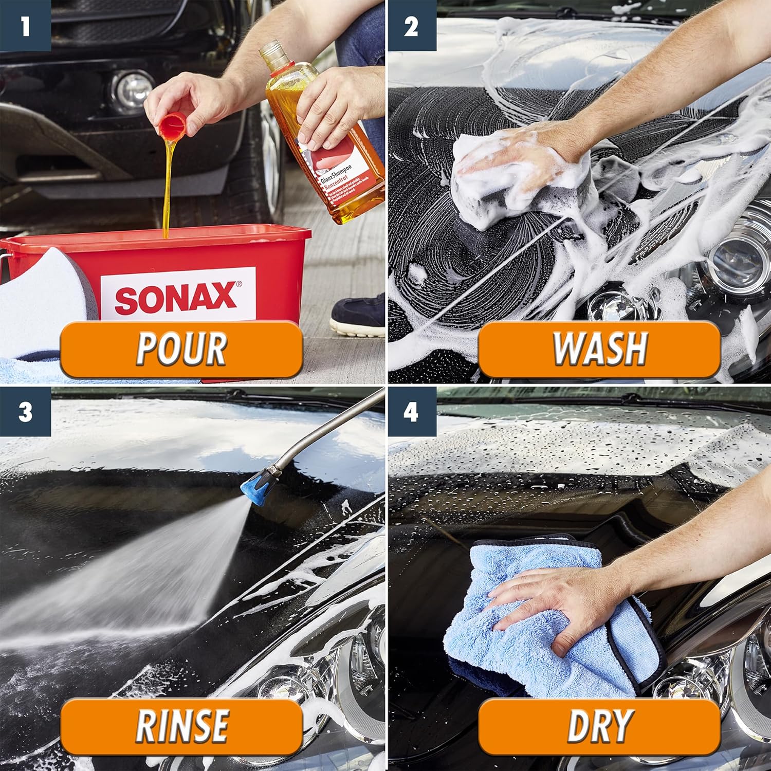 Alternative view of SONAX Car Wash Shampoo Concentrate 314300 | High-Foaming pH-Neutral Formula for Effective Cleaning | Safe on All Paint Wax Sealants & Coatings | Removes Dirt Grime and Road Film | 1L (33.3oz)
