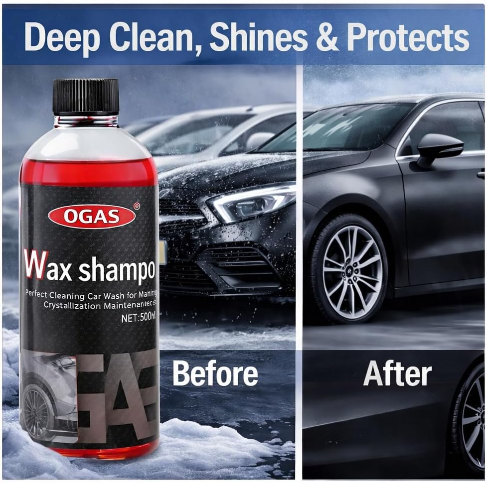 Alternative view of High Foam Car Wash Soap, Concentrated Vehicle Shampoo with Wax, pH Balanced Foaming Cleaner for Cars, Trucks & SUVs, Deep Cleaning, Shine & Paint Protection, 500ml
