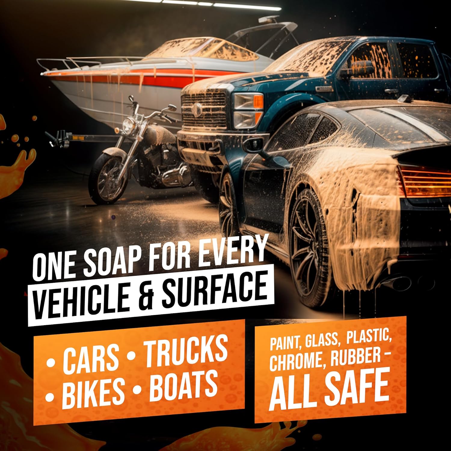 Alternative view of SwiftJet Orange Foam Car Wash Soap u2013 pH Balanced Super Soapy Shampoo & Surface Cleaner u2013 Thick Foaming Suds for Cars, Trucks, SUVs & Boats u2013 Streak-Free Shine, Safe on Wax & Sealant (16 FL OZ)