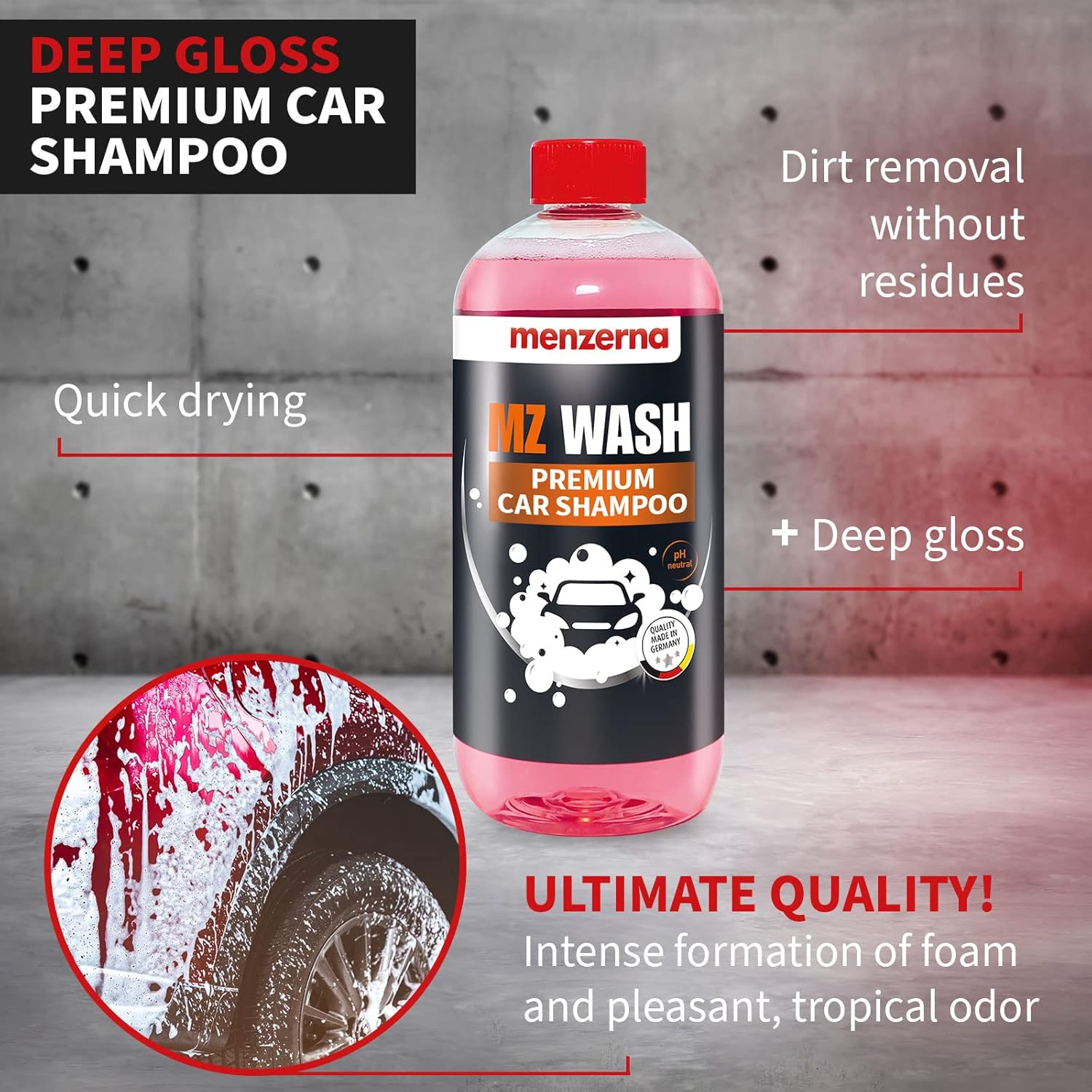 Alternative view of menzerna "MZ Wash" I Car Wash 1L I Premium Car Shampoo to Remove Dust, Dirt and Grime I Car Soap to Prep for Buffing & Polishing Compounds I Quick Dry and High Shine Finish I with a Tropical Scent