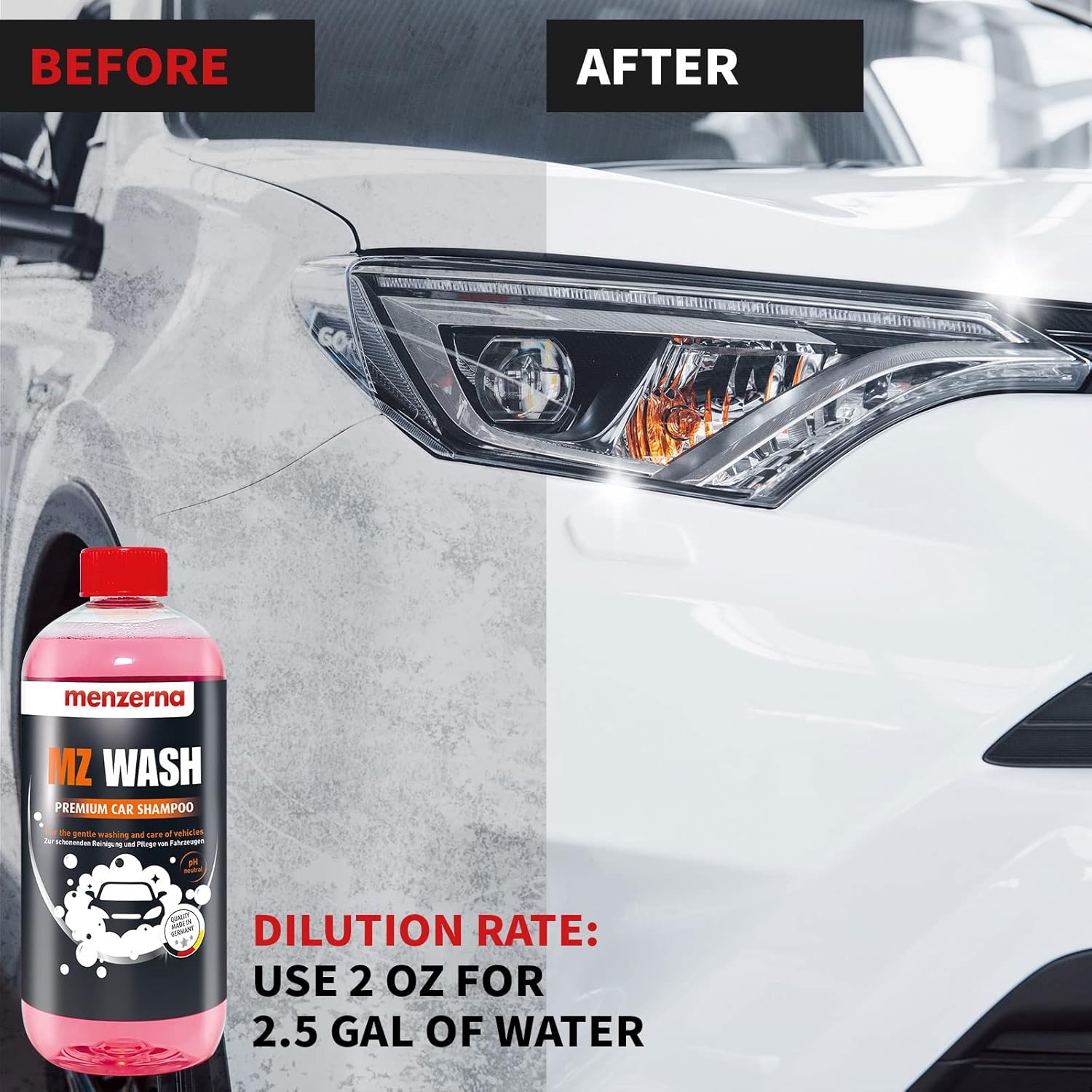 menzerna "MZ Wash" I Car Wash 1L I Premium Car Shampoo to Remove Dust, Dirt and Grime I Car Soap to Prep for Buffing & Polishing Compounds I Quick Dry and High Shine Finish I with a Tropical Scent - Image 3