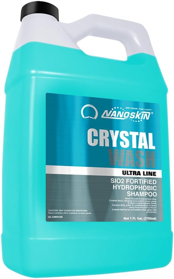 Nanoskin Ultra Line CRYSTAL WASH SiO2 High Foaming Shampoo 16 Oz. u2013 Concentrated Ceramic Car Wash Soap Works with Foam Cannons, Foam Guns or Bucket Washes | For Cars, Trucks, Boats, Motorcycles, RVs
