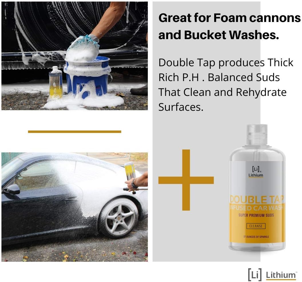 Alternative view of Lithium Double Tap Infused Car Wash Soap – Infused with Safe Blend of Essential Oils and Eucalyptus Car Shampoo for Spotless Cleaning, Thick Foam and Showroom Shine – Lubricates While it Cleans