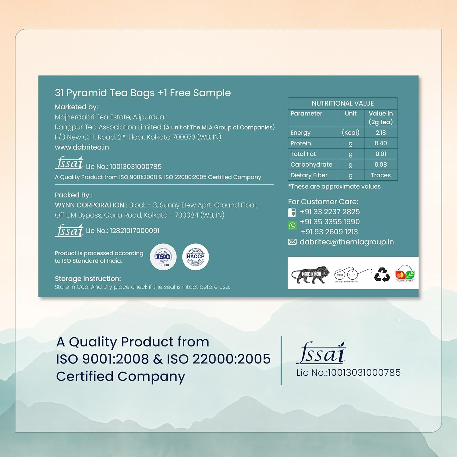 Dabri Earl Grey Black Tea Bags (32 Pyramid Bags)