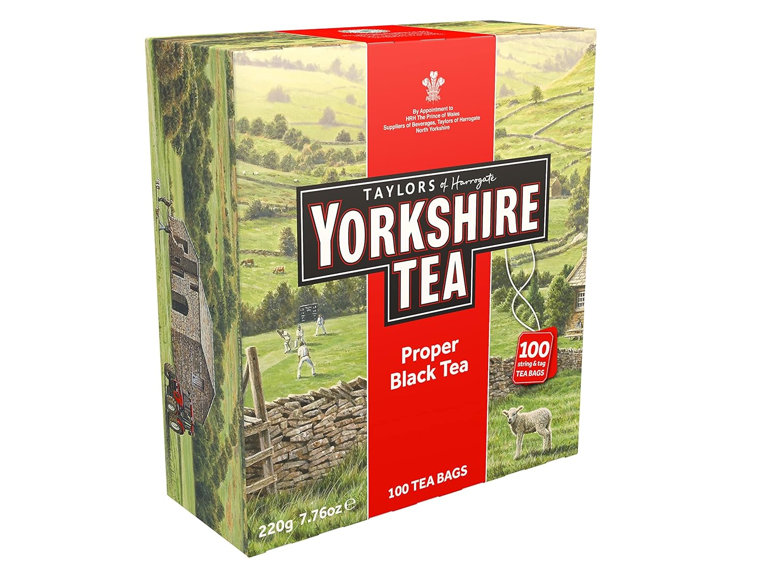 Yorkshire Tea, Red, Black Tea, String and Tagged Bags, 100 Count (Pack of 1), Refreshing, Satisfying, and Strong, Classic British Breakfast Blend, Caffeinated, Enjoy Hot or Iced, 100 Teabags