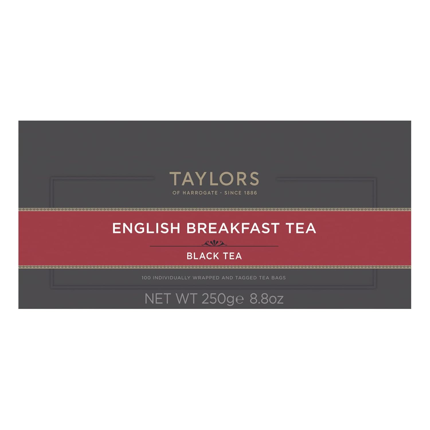 Taylors of Harrogate English Breakfast, Black Tea Individually Wrapped Bags, 100 Count (Pack of 1), Rich, Bright & Malty, Caffeinated, Enjoy Hot or Iced, 100 Teabags