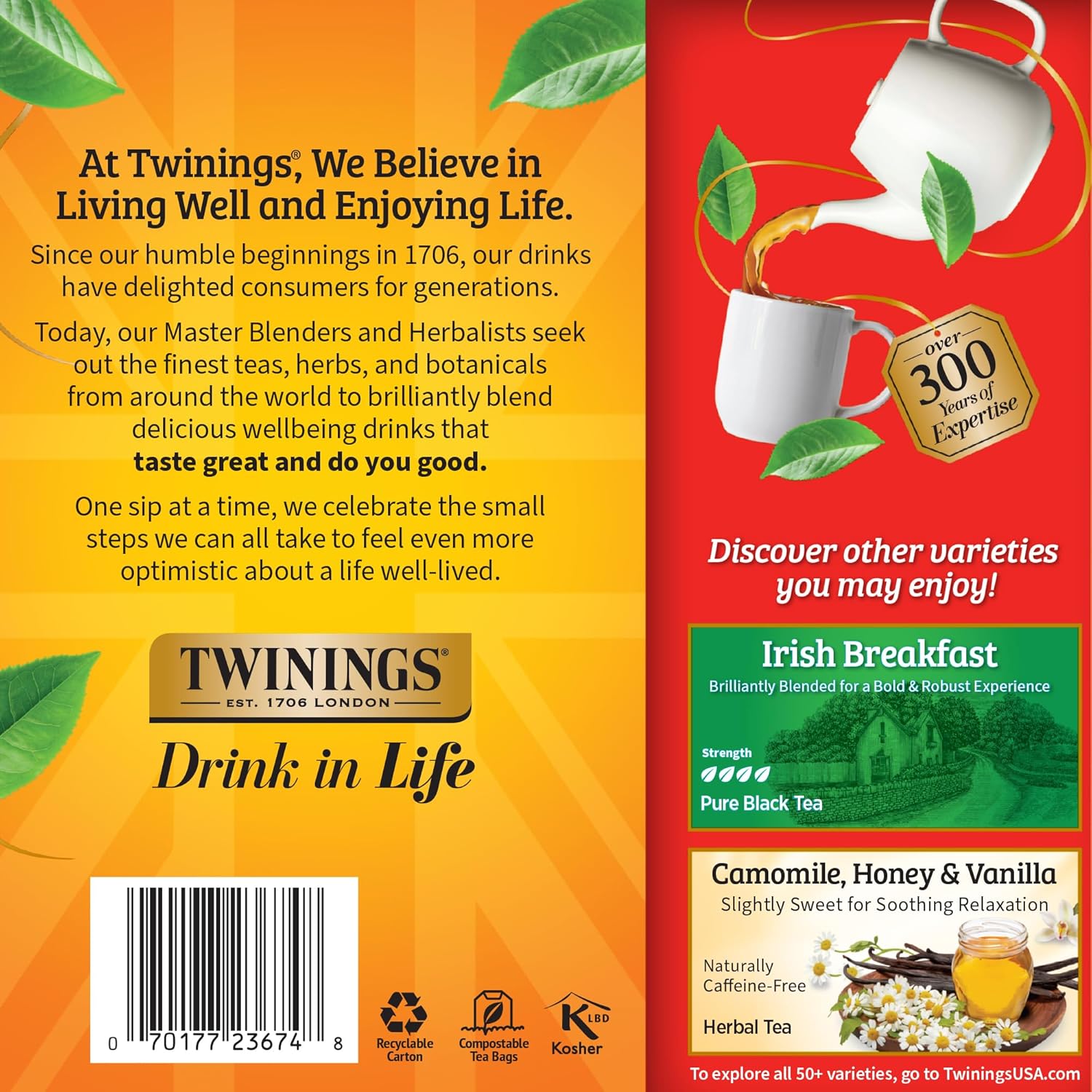 Twinings English Breakfast Black Tea Individually Wrapped Bags, 100 Count (Pack of 1), Smooth, Flavourful, and Robust, Caffeinated, Enjoy Hot or Iced, 100 Teabags - Image 4