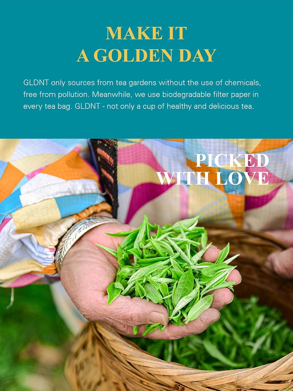 Alternative view of GLDNT Organic White Tea Bags, Natural Premium Organic White Tea, Mellow & Delicate Taste, Caffeinated, 100 Count