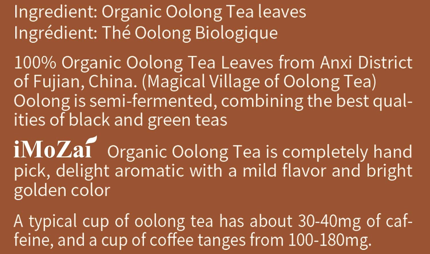 Alternative view of Imozai Organic Oolong Tea Bags 100 Count Individually Wrapped