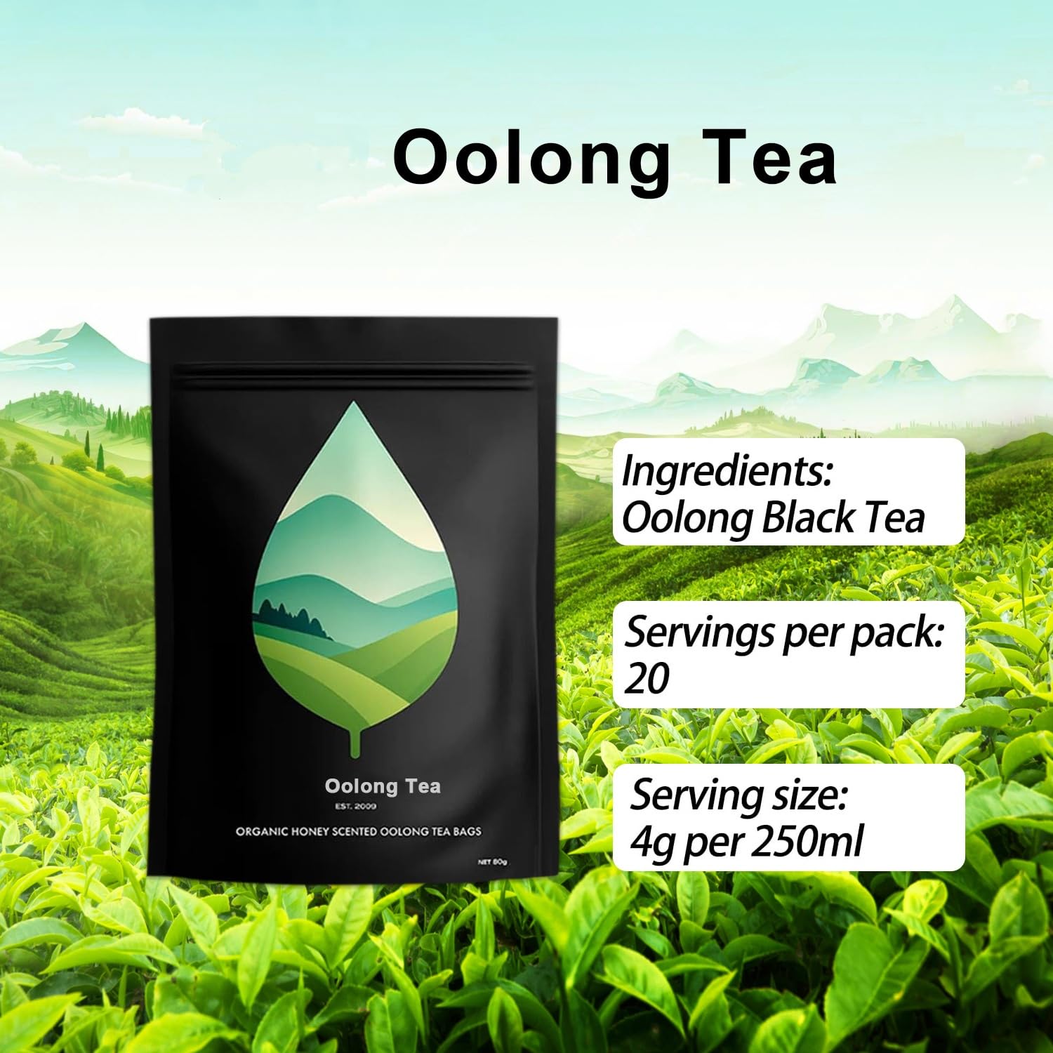 Alternative view of New Oolong Tea - Premium Organic Yunnan Mountain Whole-Leaf Oolong, Helps Lower Cortisol Levels, High-Altitude Grown Loose Leaf Tea,Smooth, Aromatic,Vegan, Non-GMO,20 Bags