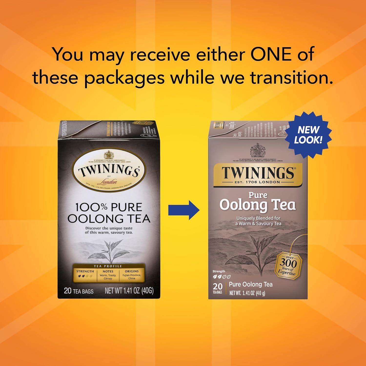 Alternative view of Twinings Pure Oolong Tea 2-Pack u2013 Golden Caffeinated Tea, Individually Wrapped Tea Bags, 20 Count Each