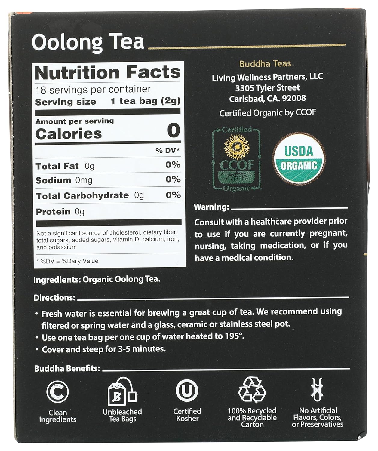 Organic Oolong Tea, 18 Bleach-Free Tea Bags – Rich in Vitamins and Minerals and a Natural Source of Antioxidants, No GMOs