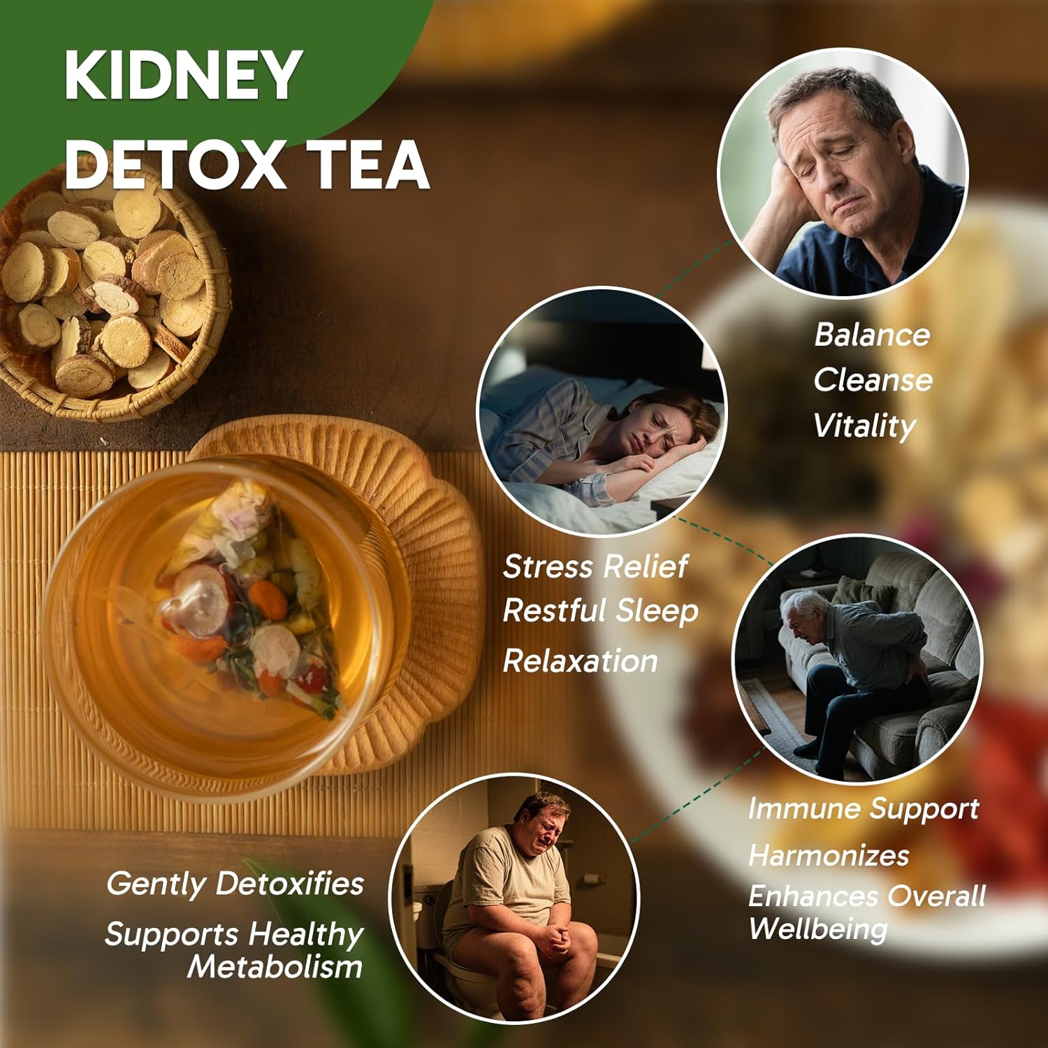 Alternative view of ZenHerbaw Kidney Tea - Herbal Tea with Ginseng, Dandelion, Goji Berry, Poria | 12 Herbal Blend for Kidney Support, Cleanse & Detox, Balance & Vitality | 20 Eco-Friendly Tea Bags