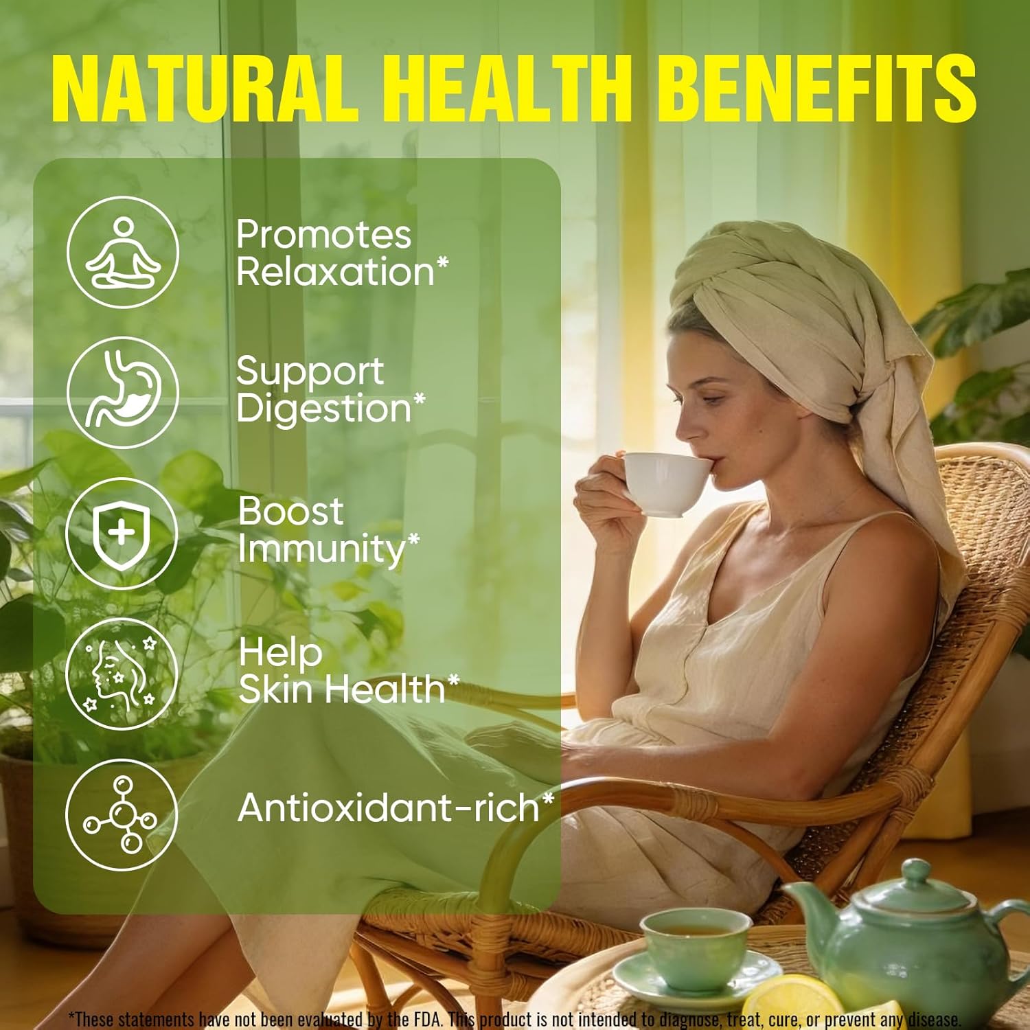 Alternative view of TEAWOO Soursop Tea Bags, 60 Packs 100% Natural Soursop Leaves (Hojas de Guanabana), Sugar-Free Caffeine-Free Gluten-Free Non-GMO Herbal Tea