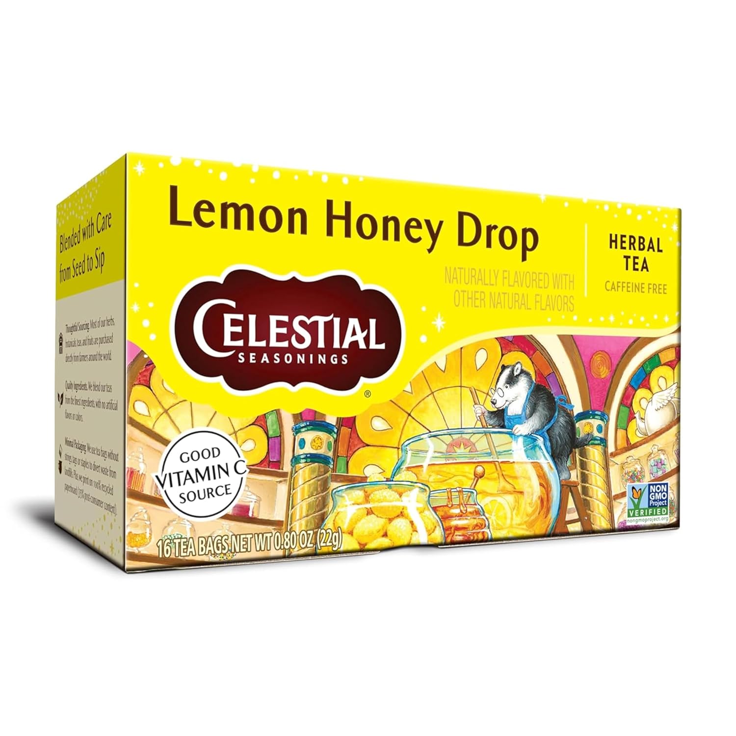 Celestial Seasonings Lemon Honey Drop Herbal Tea, 16 Tea Bags Box - Image 3