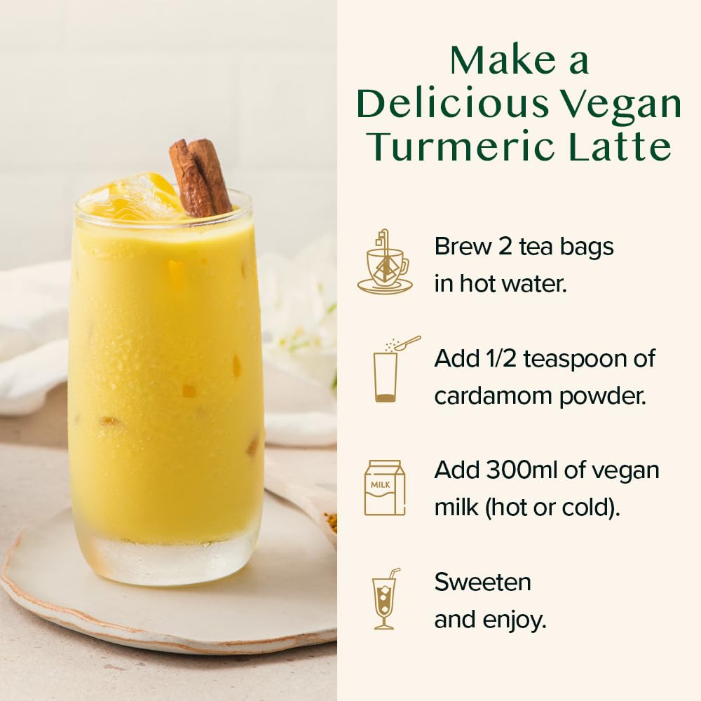 VAHDAM Organic Turmeric Ginger Herbal Tea Bags (100 Pyramid Tea Bags) Caffeine Free, Non GMO | 100% Pure Herbal Blend - Savory & Spicy, Plant-Based Teabags | Resealable Ziplock Pouch - Image 5