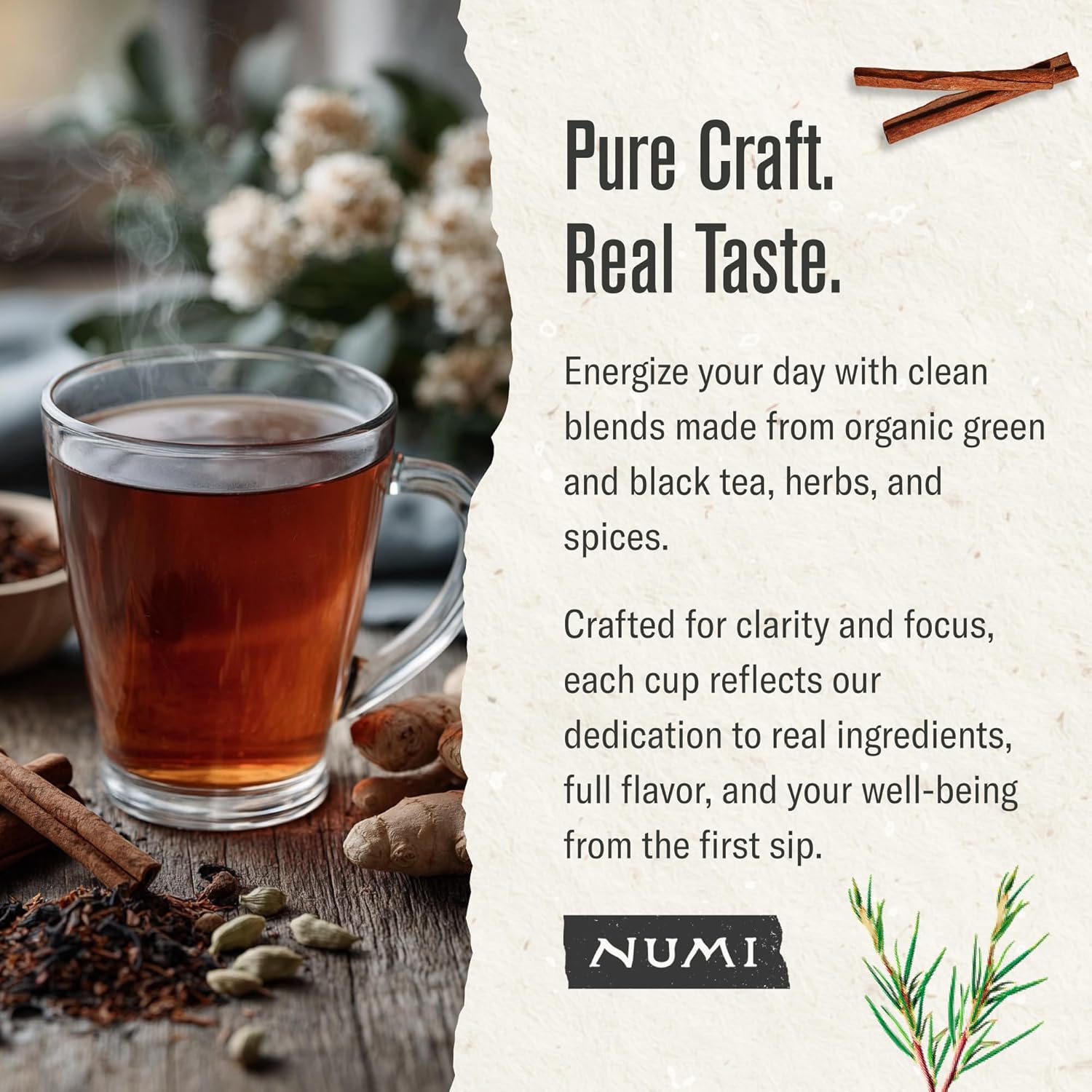 Numi Organic Rooibos Chai Tea, 18 Herbal Bags, Microplastic Free, Rich Flavor with Cinnamon, Allspice & Ginger, Caffeine Free - Image 5