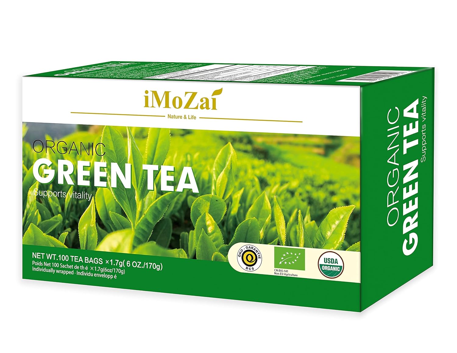 Alternative view of Imozai Organic Green Tea Bags 100 Count Individually Wrapped